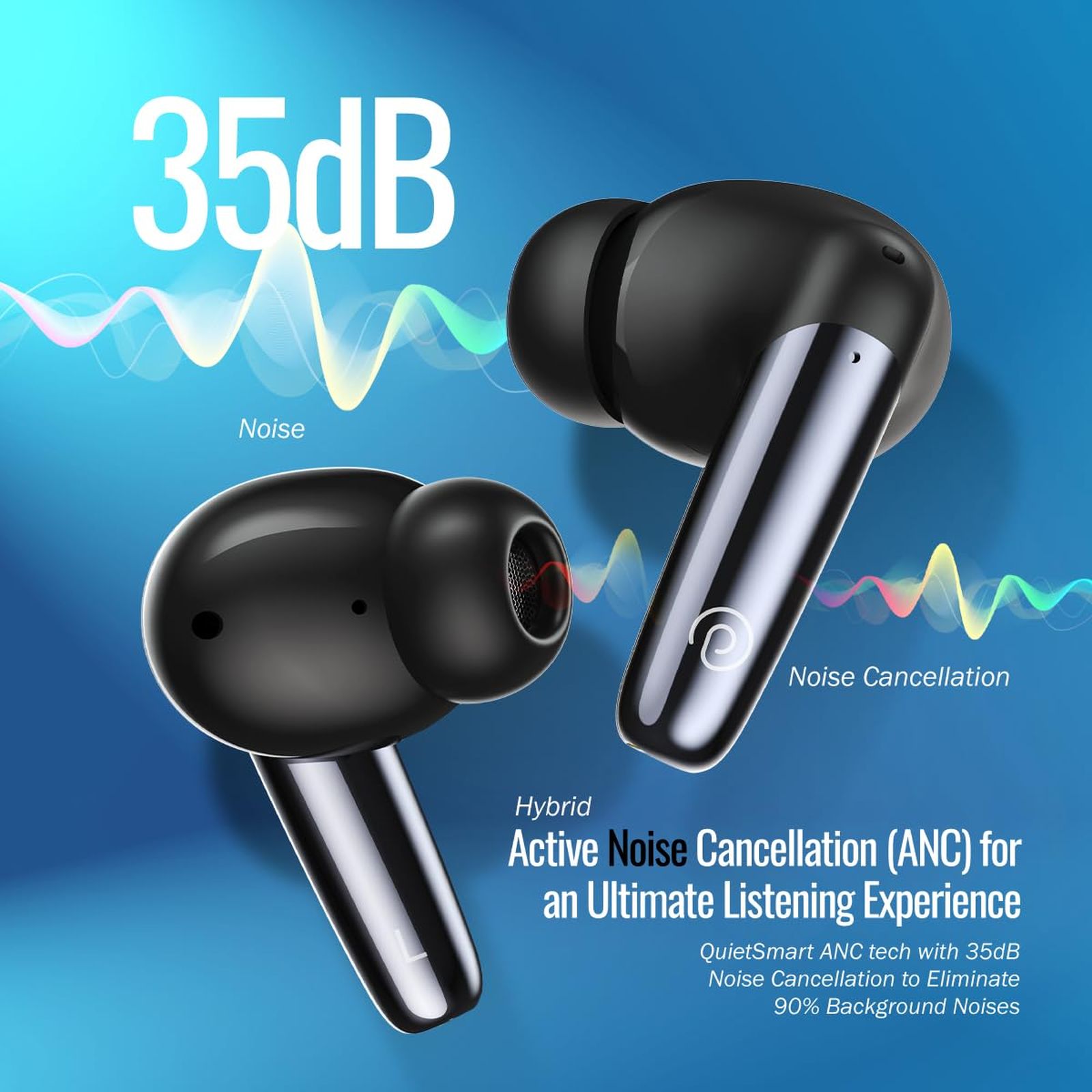 pTron Zenbuds Ultima TWS Earbuds with Active Noise Cancellation (IPX5 Water and Sweat Resistant, 4D Panaromic Audio, Black)_4