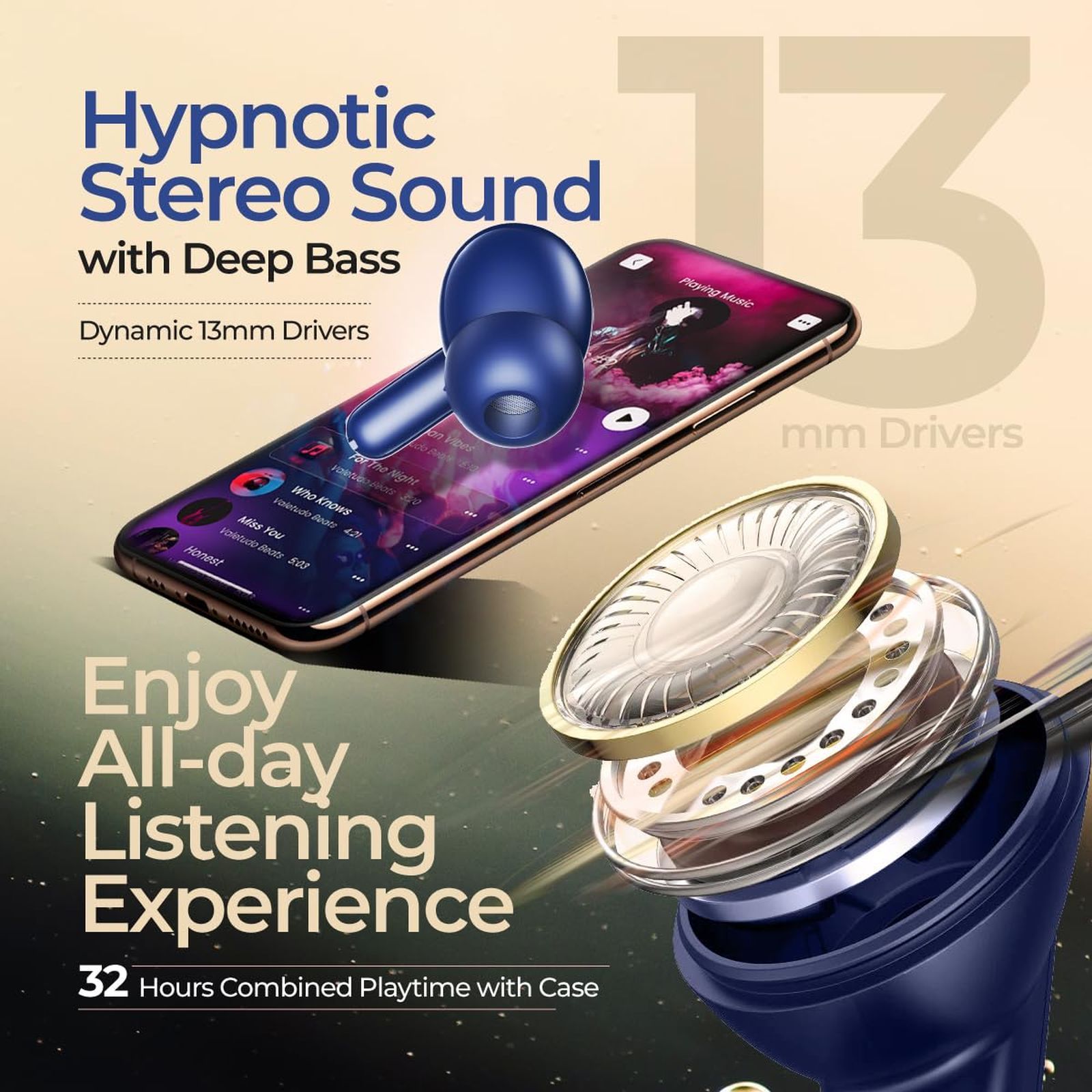 pTron Zenbuds Evo TWS Earbuds with Environmental Noise Cancellation (IPX5 Water Resistant, Immersive Stereo Sound, Blue)_6