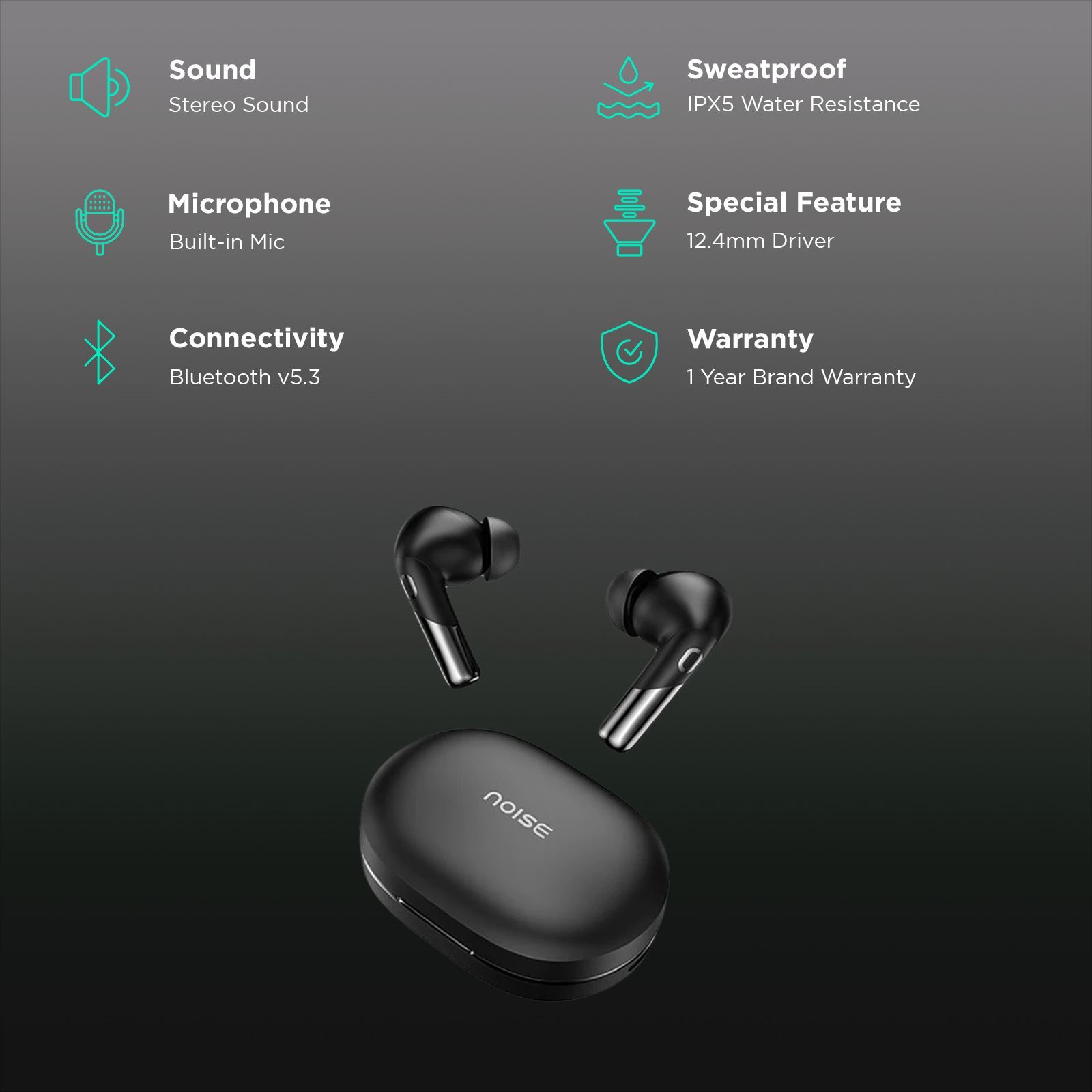 noise Buds Xero TWS Earbuds with Active Noise Cancellation (IPX5 Water Resistant, Dual Device Pairing, Black)_2