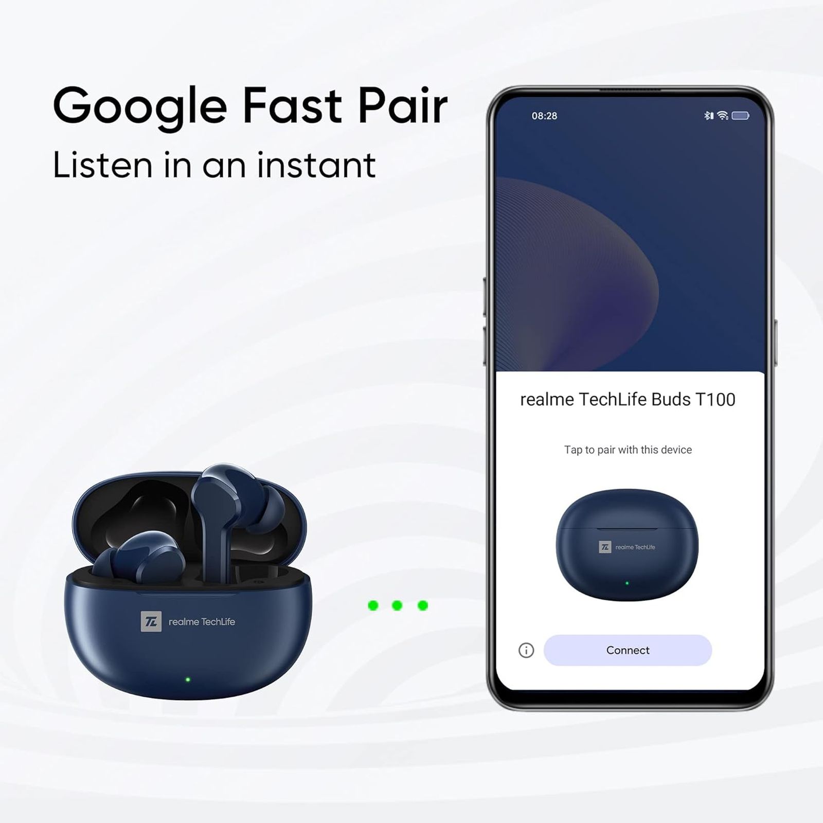 realme Techlife T100 TWS Earbuds with AI Environment Noise Cancellation (IPX5 Water Resistant, Google Fast Pair, Jazz Blue)_7