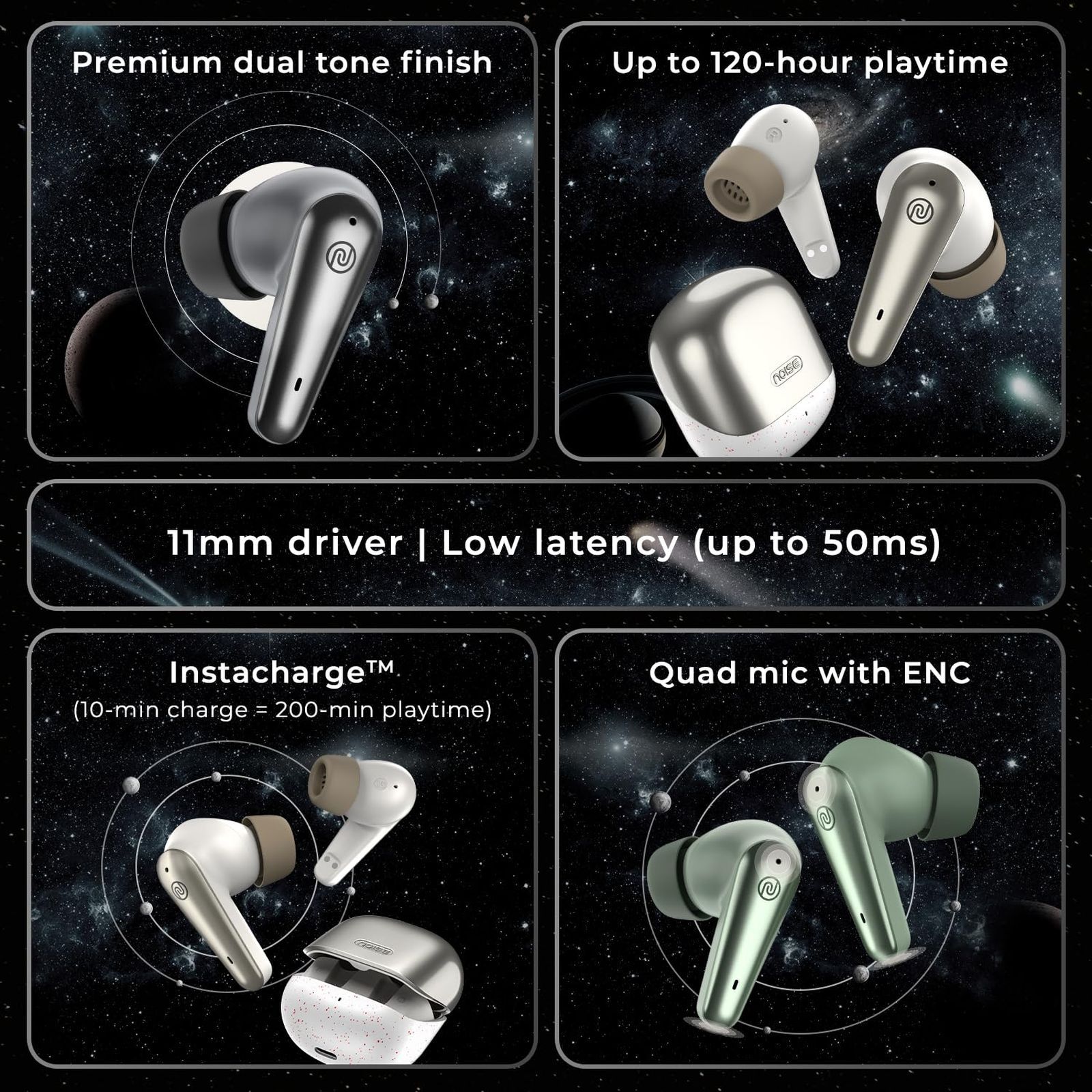 noise Buds X Prime TWS Earbuds with Environmental Noise Cancellation (IPX5 Water Resistant, Fast Charge, Champagne White)_9
