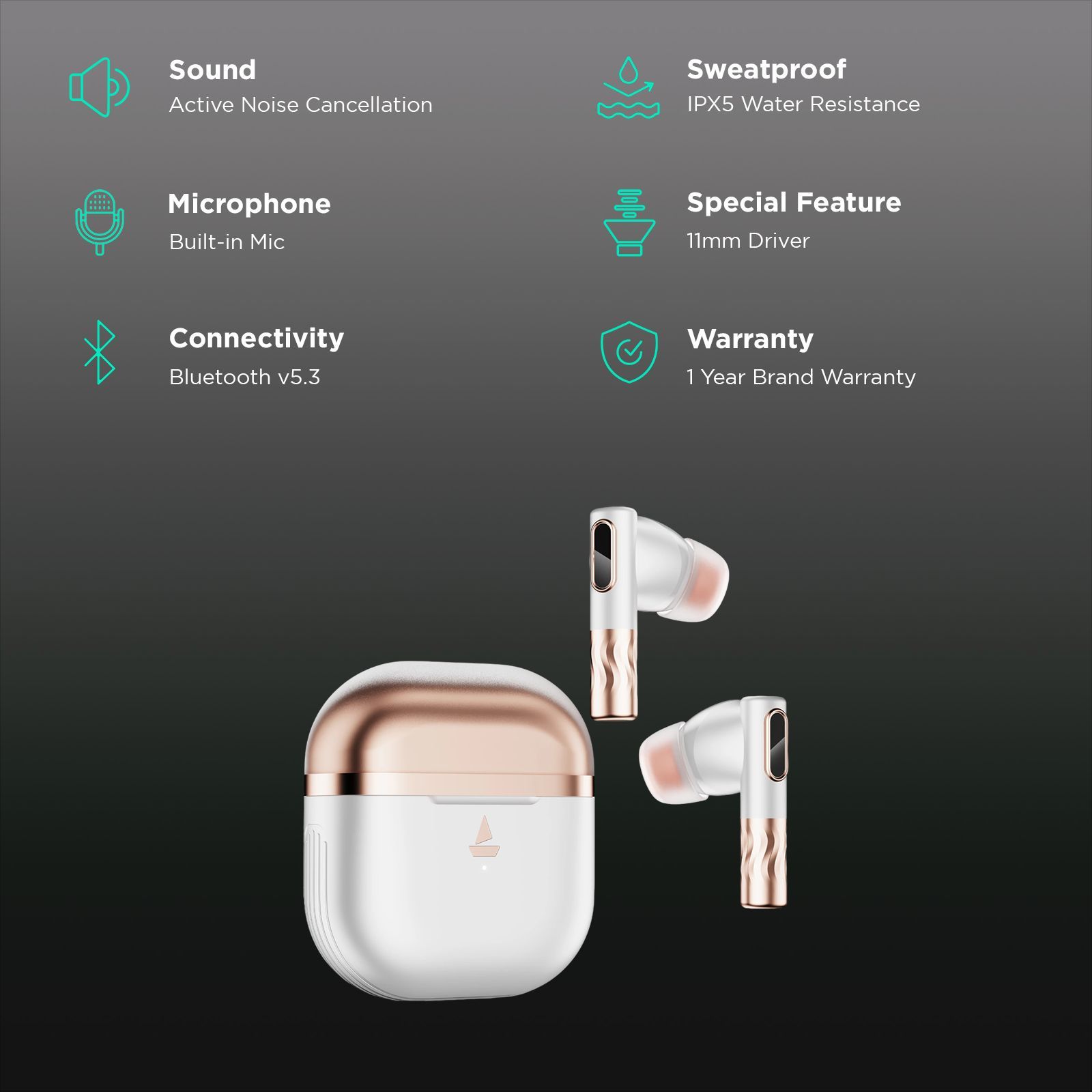 boAt Nirvana Zenith TWS Earbuds with Active Noise Cancellation (IPX5 Water & Sweat Resistant, 50 Hours of Playtime, Celestial White)_2