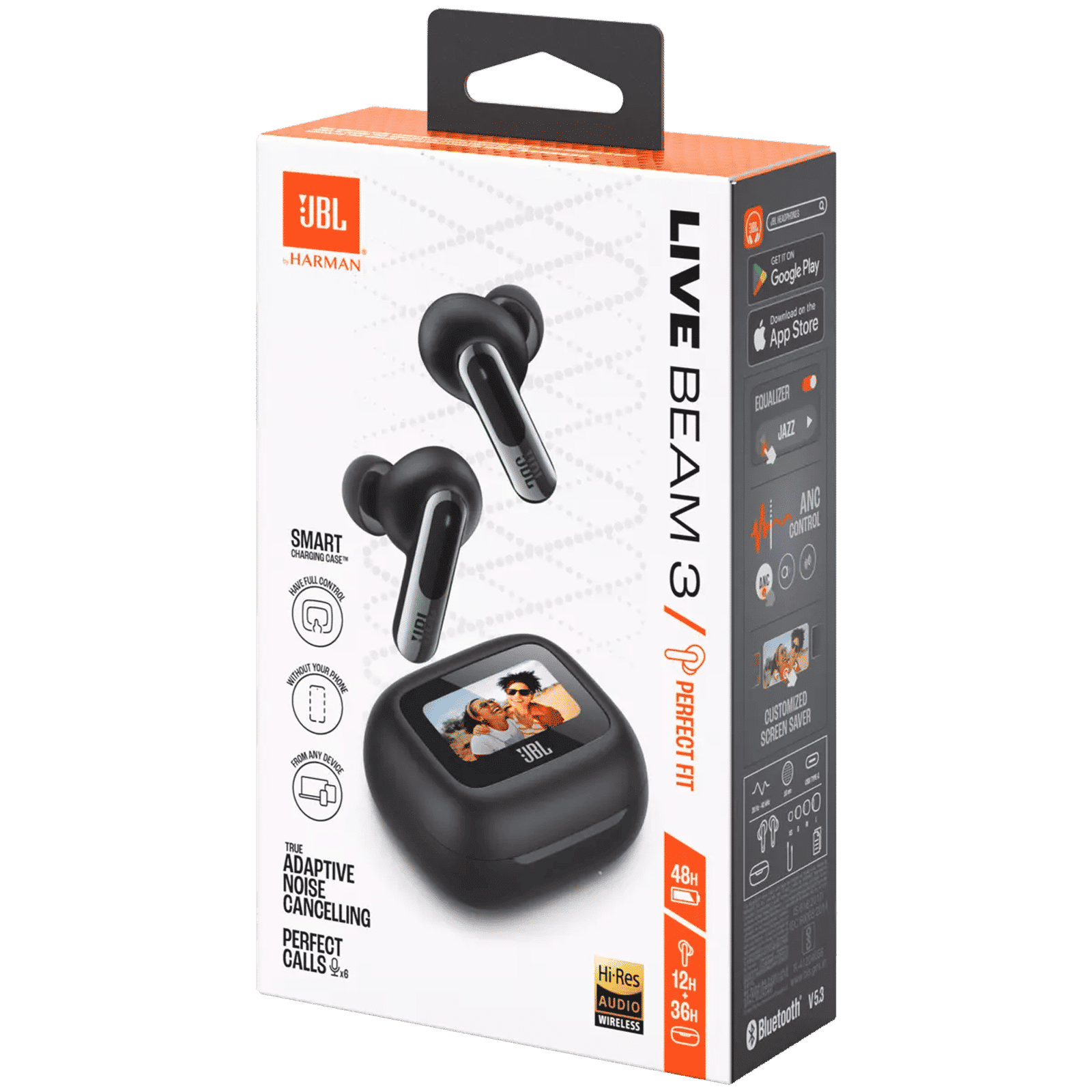 JBL Live Beam 3 TWS Earbuds with Adaptive Noise Cancellation (IP55 Waterproof & Dustproof, Touchscreen Display, Black) JBL Live Beam 3 TWS Earbuds with Adaptive Noise Cancellation (IP55 Waterproof & Dustproof, Touchscreen Display, Black)_7