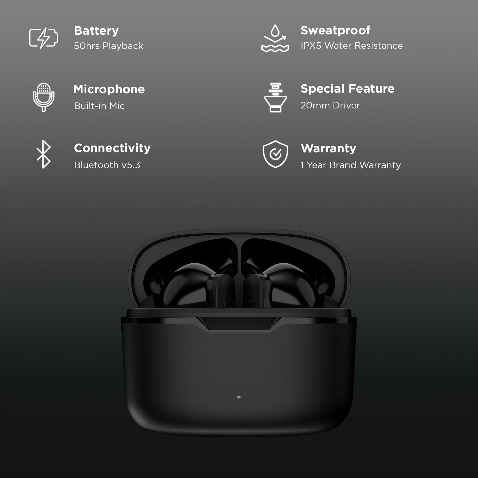 boAt Airdopes Ultra Plus TWS Earbuds with Passive Noise Cancellation (IPX5 Sweat Resistant, ASAP Charge, Active Black)_2