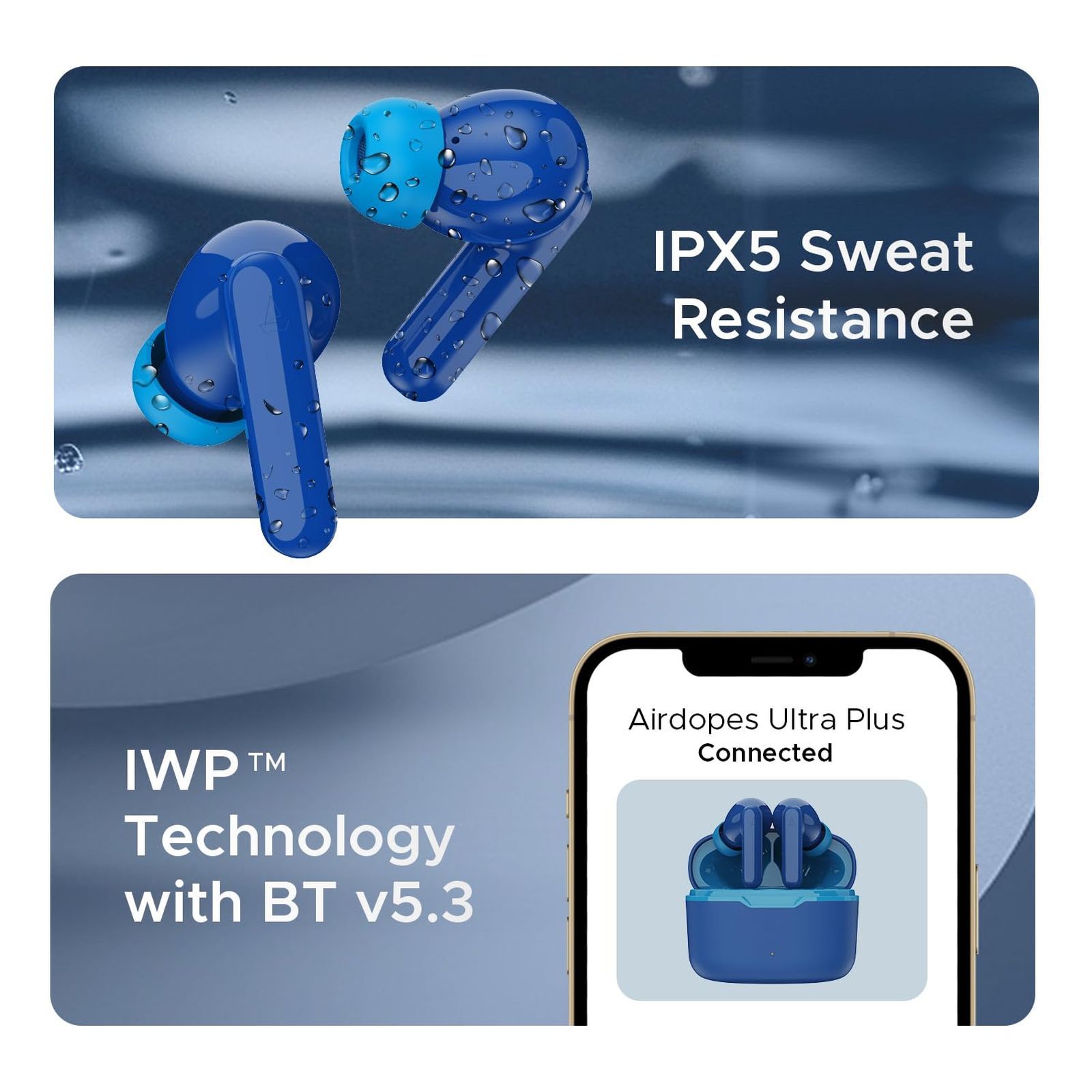 boAt Airdopes Ultra Plus TWS Earbuds with Passive Noise Cancellation (IPX5 Sweat Resistant, ASAP Charge, Sporty Blue) boAt Airdopes Ultra Plus TWS Earbuds with Passive Noise Cancellation (IPX5 Sweat Resistant, ASAP Charge, Sporty Blue)_8