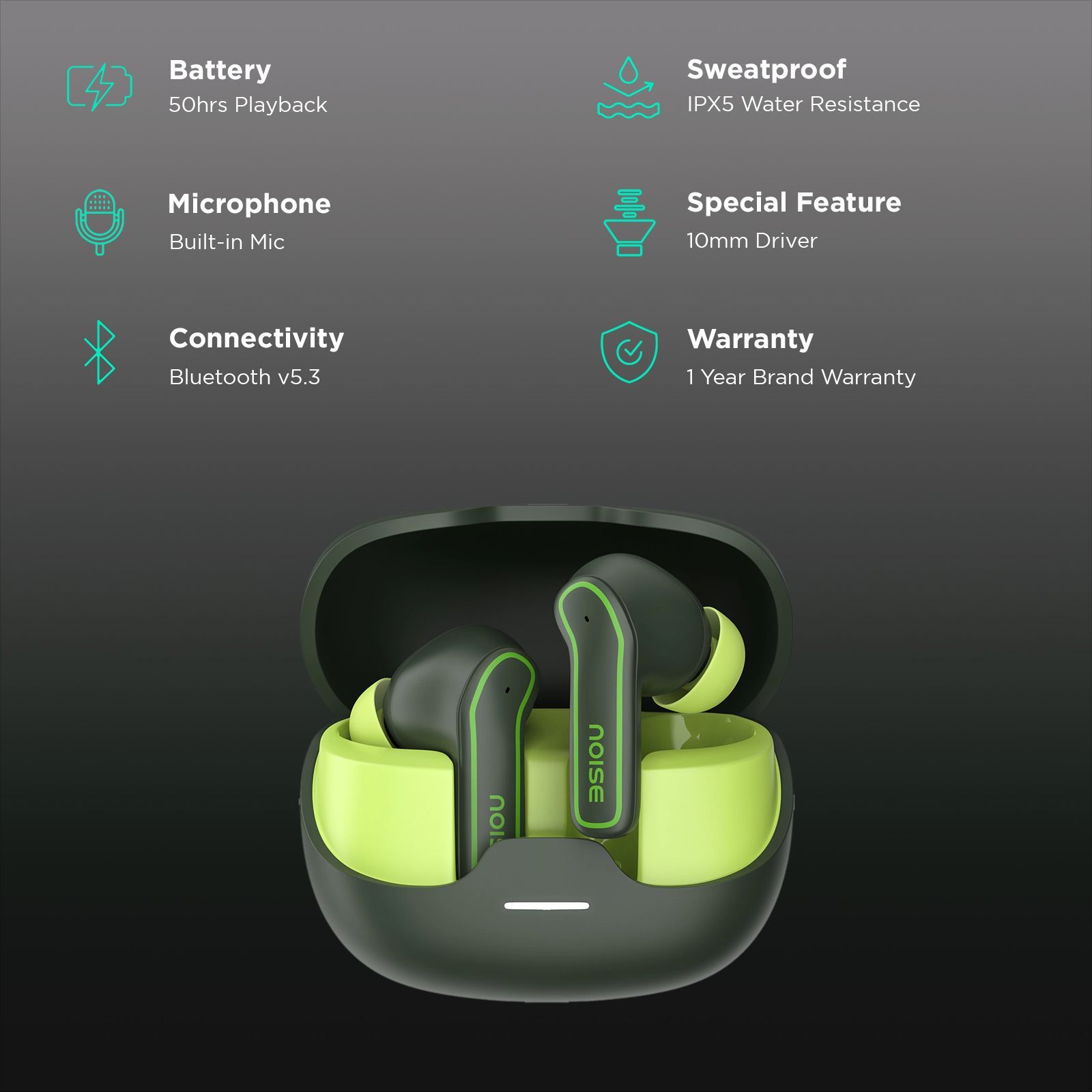 noise Pop Buds TWS Earbuds with Environmental Noise Cancellation (IPX5 Water Resistant, Hyper Sync, Moon Pop)_2