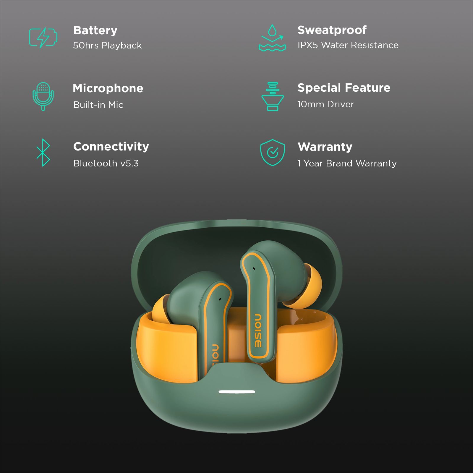 noise Pop Buds TWS Earbuds with Environmental Noise Cancellation (IPX5 Water Resistant, Hyper Sync, Forest Pop)_2