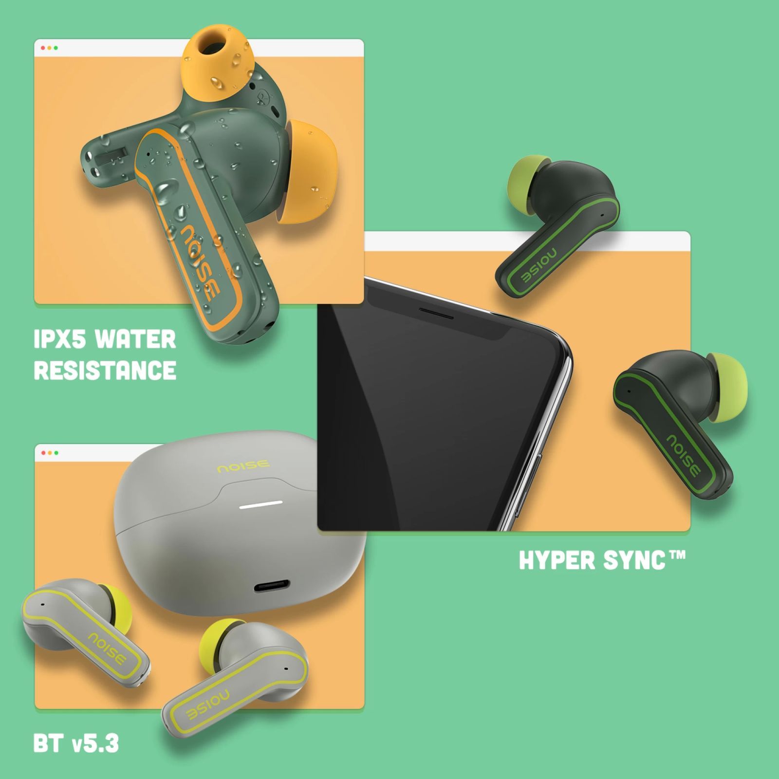 noise Pop Buds TWS Earbuds with Environmental Noise Cancellation (IPX5 Water Resistant, Hyper Sync, Steel Pop)_7