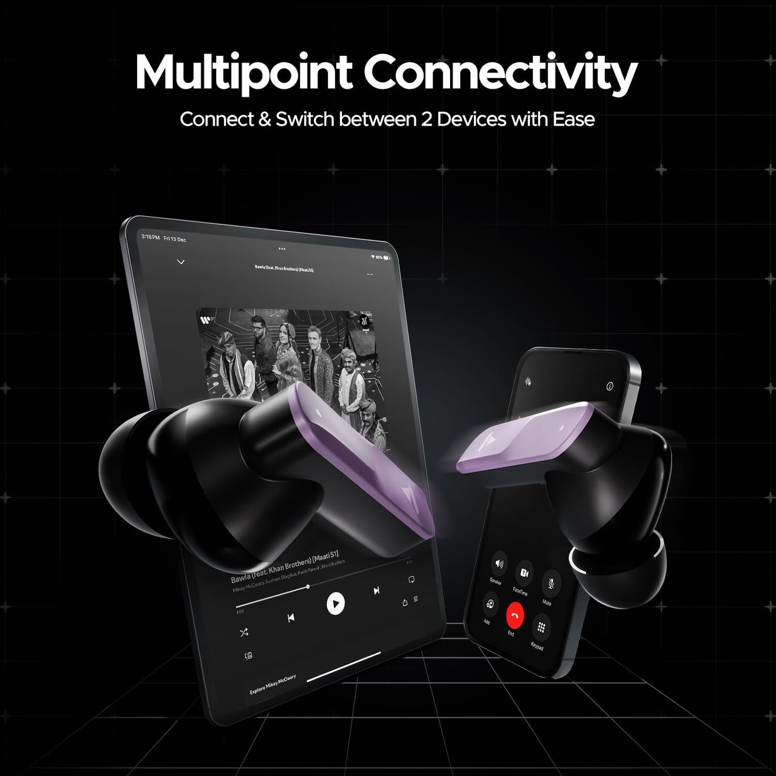 boAt Nirvana X TWS Earbuds with AI Noise Cancellation (IPX5 Water Resistant, Fast Charge, Smoky Amethyst)_3