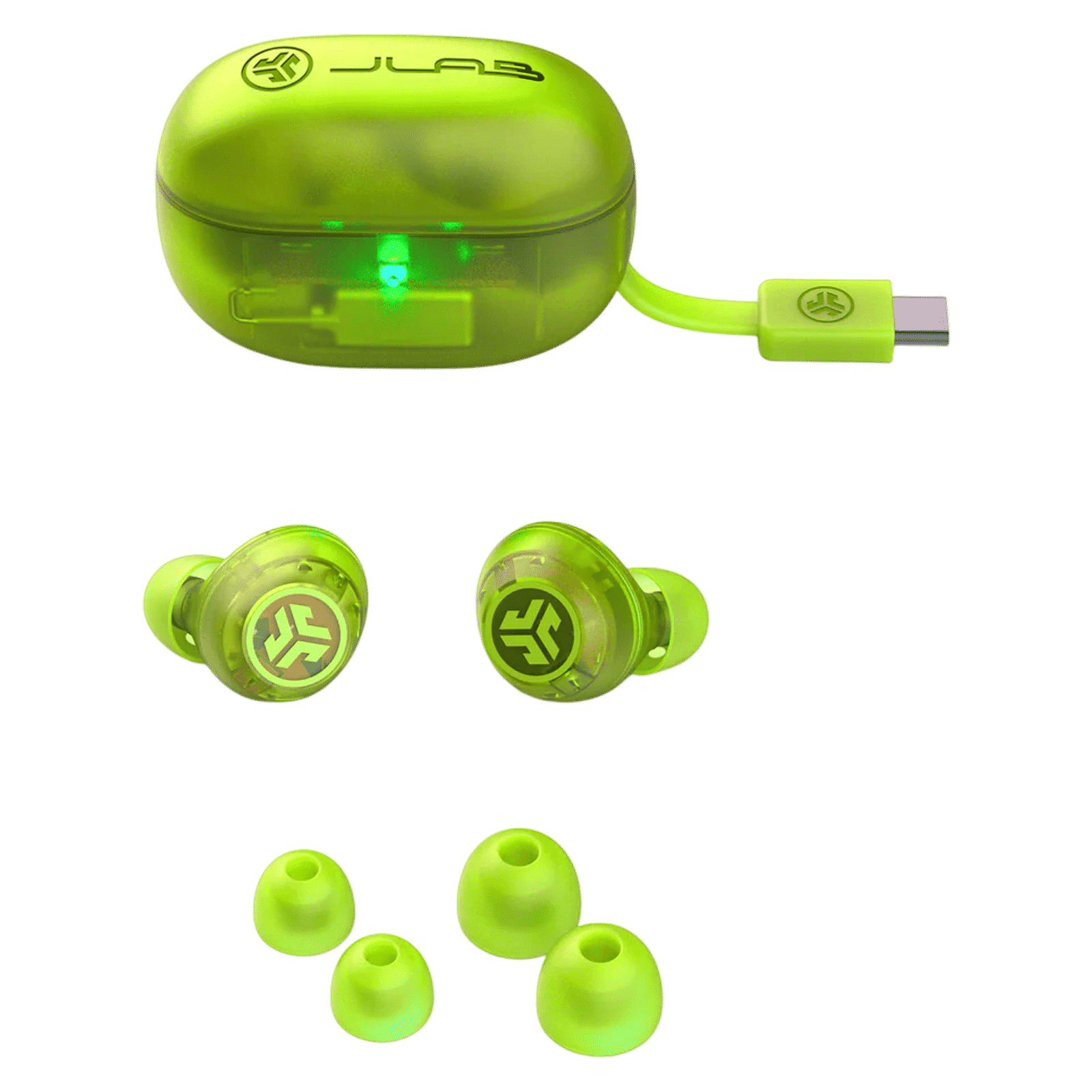 JLAB Go Pop ANC TWS Earbuds with Active Noise Cancellation (IP55 Sweat and Splashproof, Google Fast Pair, Transparent Neon Green) JLAB Go Pop ANC TWS Earbuds with Active Noise Cancellation (IP55 Sweat and Splashproof, Google Fast Pair, Transparent Neon Green)_4