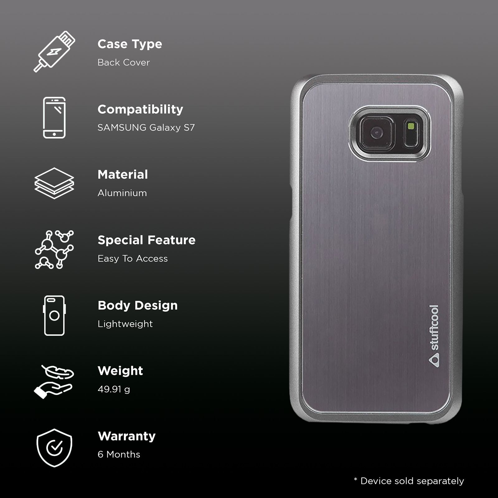stuffcool Deco Hard Aluminum Back Cover for Samsung Galaxy S7 (Diamond Cuts, Titanium)_2