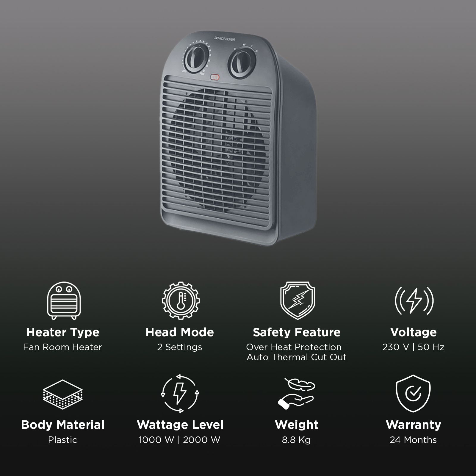 BAJAJ Majesty RFX 2 2000W Fan Room Heater with Automatic Thermal Cutout (Adjustable Thermostat BAJAJ Majesty RFX 2 2000W Fan Room Heater with Automatic Thermal Cutout (Adjustable Thermostat_3