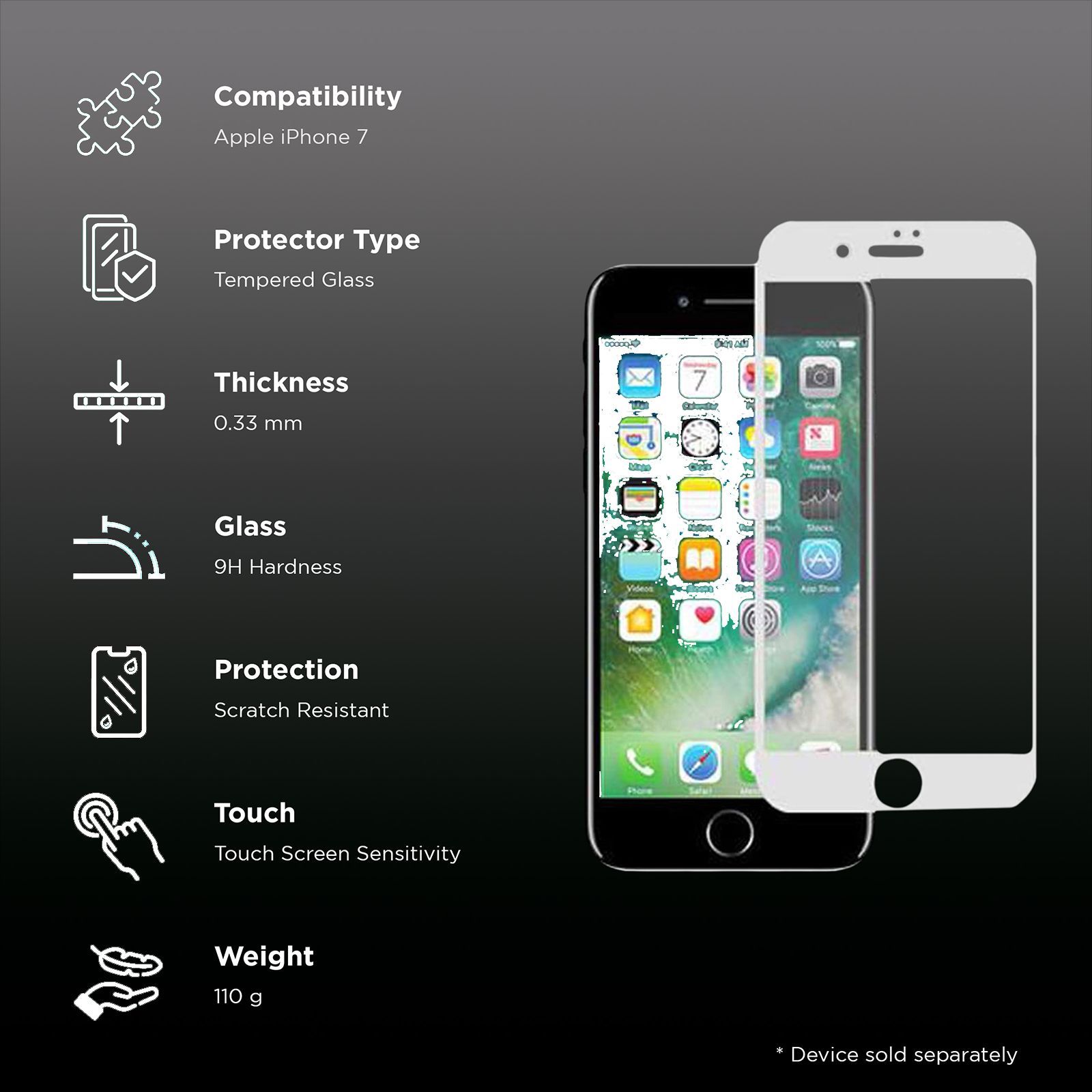 stuffcool Mighty 3D Curved Tempered Glass for Apple iPhone 7 (9H Hardness)_2