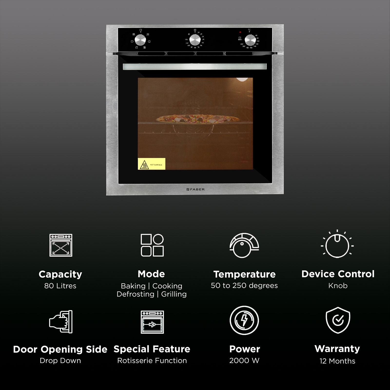 FABER 80L 60cm Built-in Microwave with 6 Autocook Menus (FBIO 80L 6F, Black)_3