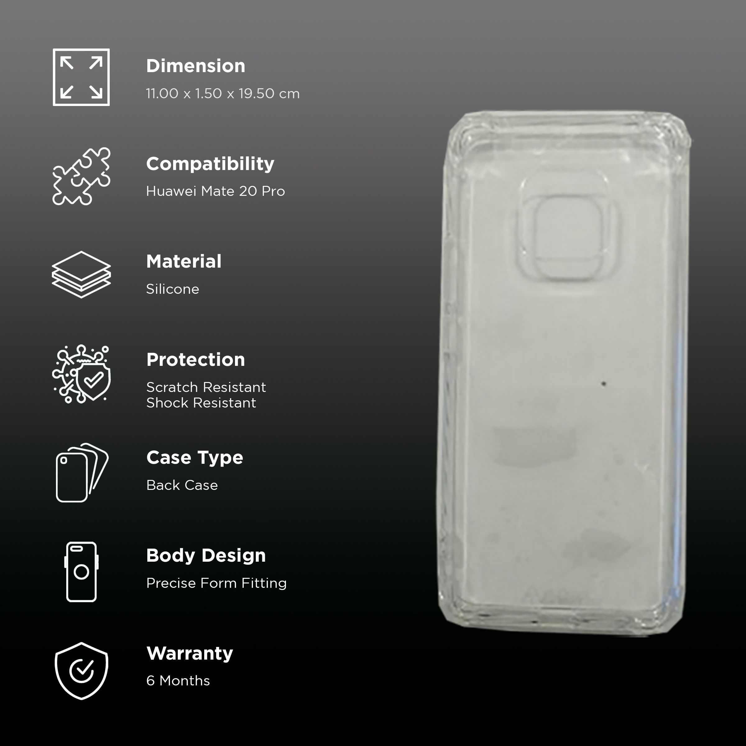 stuffcool Jelo Soft Silicone Back Cover for HUAWEI Mate 20 Pro (All Round Protection, Clear)_2