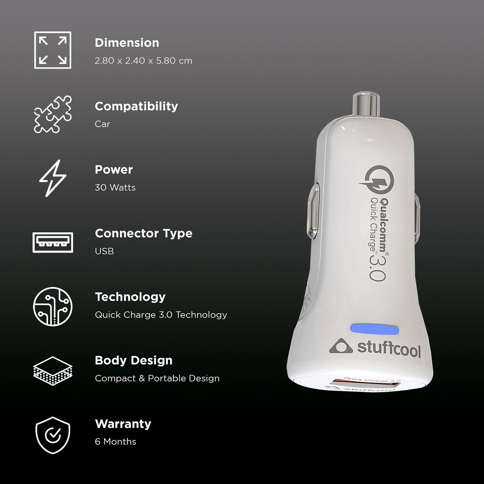 stuffcool Atom Plus 30W Dual USB Car Charger_2