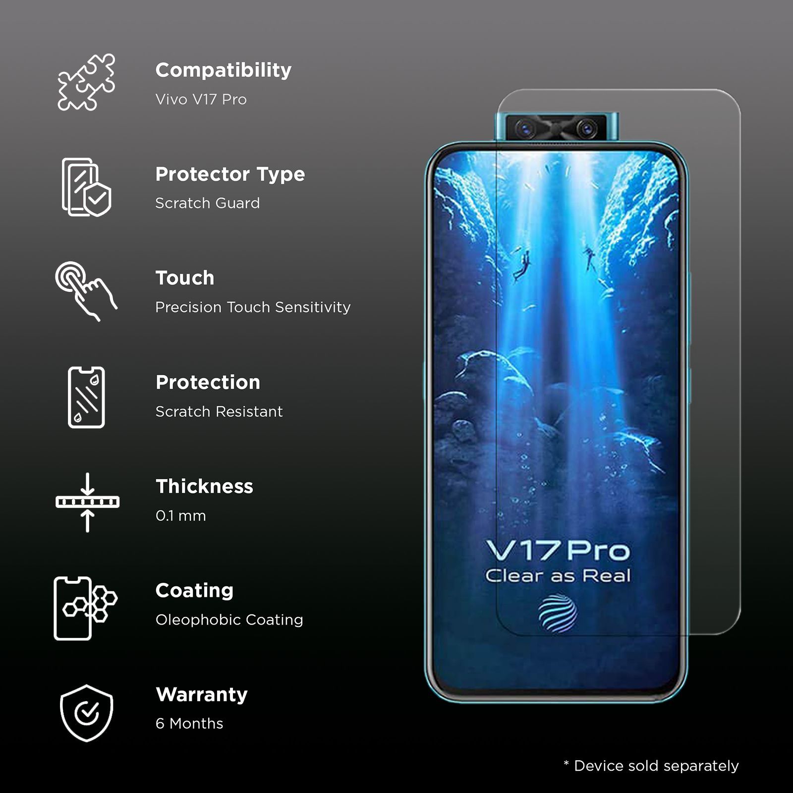 scratchgard Screen Protector for Vivo V17 Pro (Fingerprint Resistant)_3