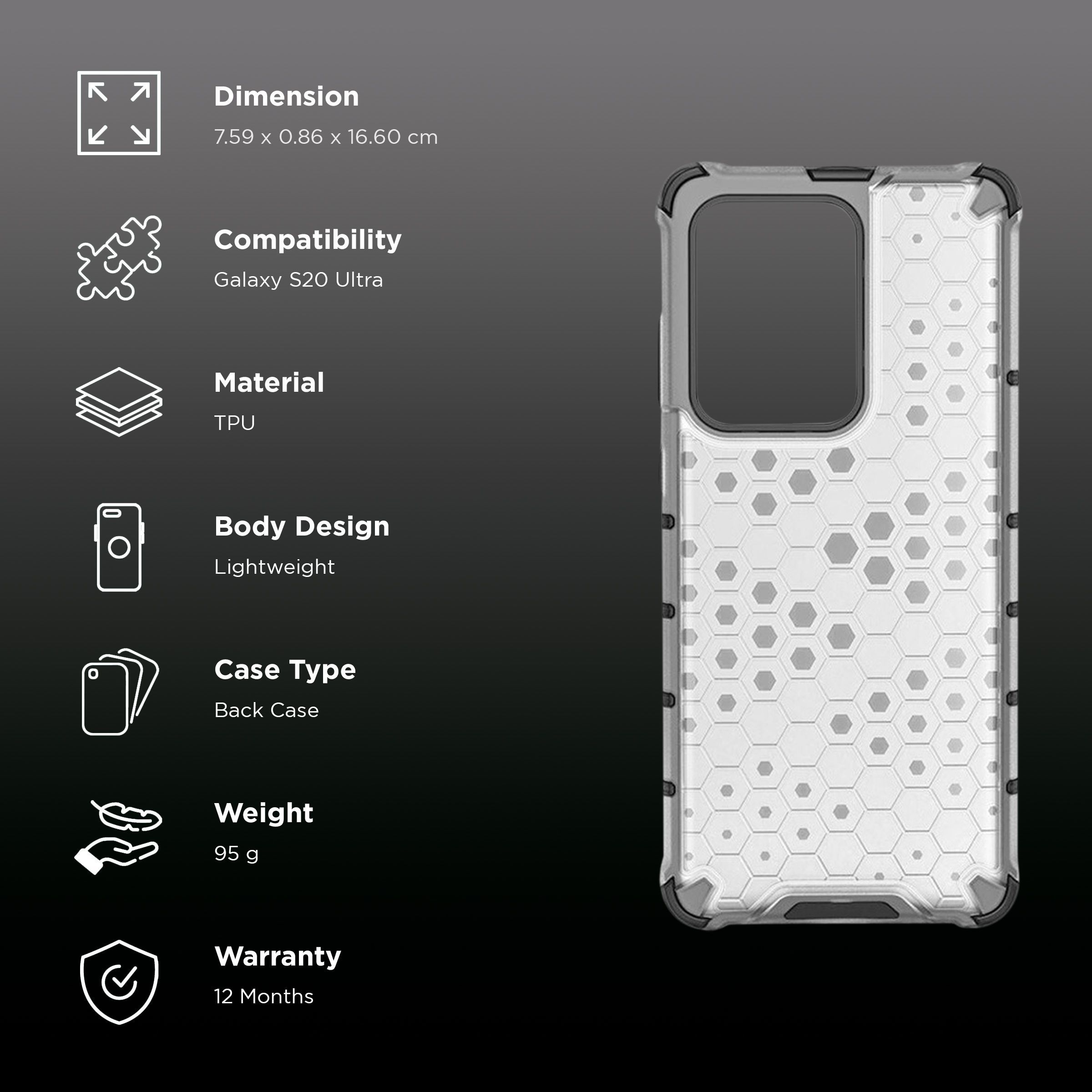 in base XD Series TPU Back Cover for SAMSUNG Galaxy S20 Ultra (Lightweight, Clear with Black)_2