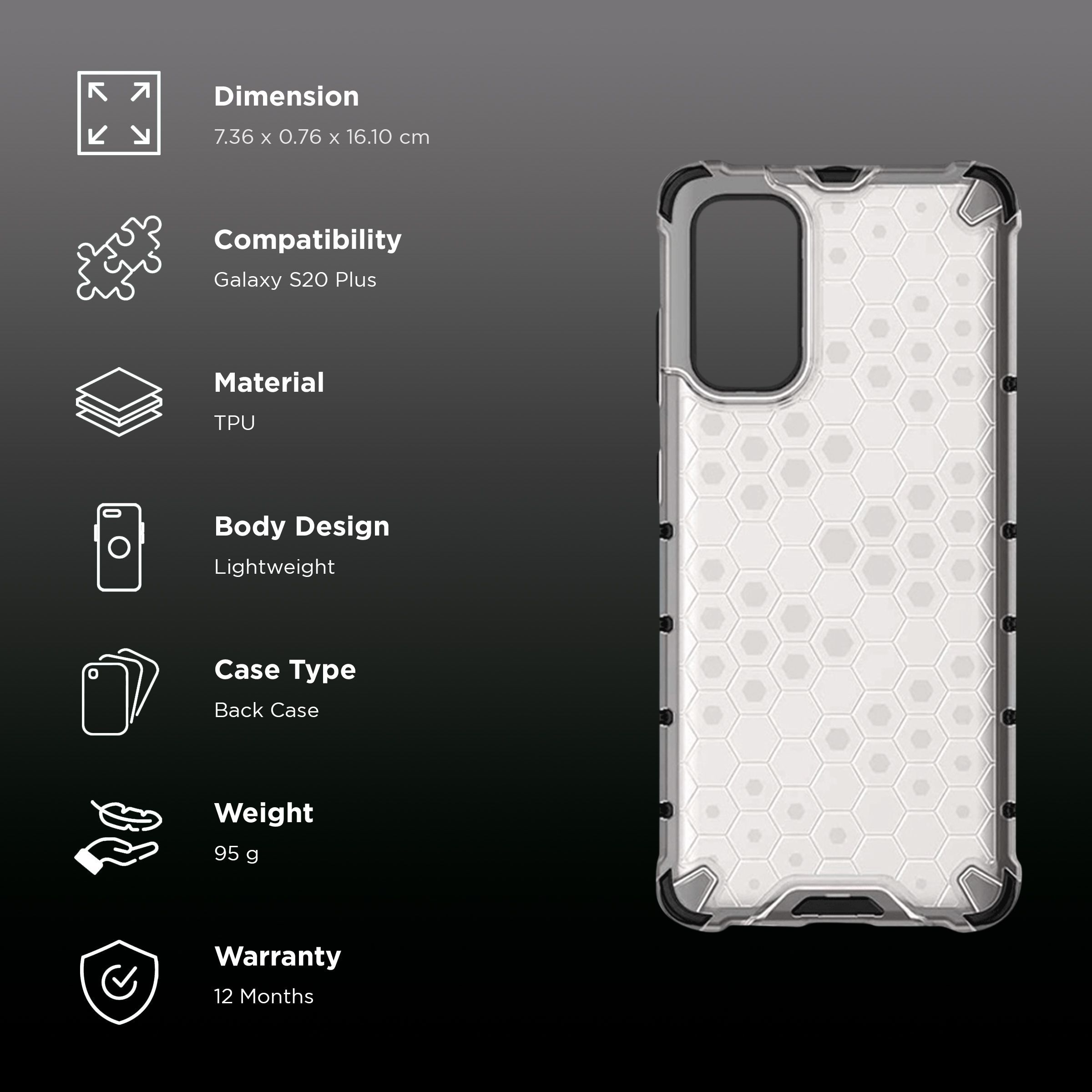 in base XD TPU Back Cover for SAMSUNG Galaxy S20 Plus (Lightweight & Slim, Clear with Black)_2