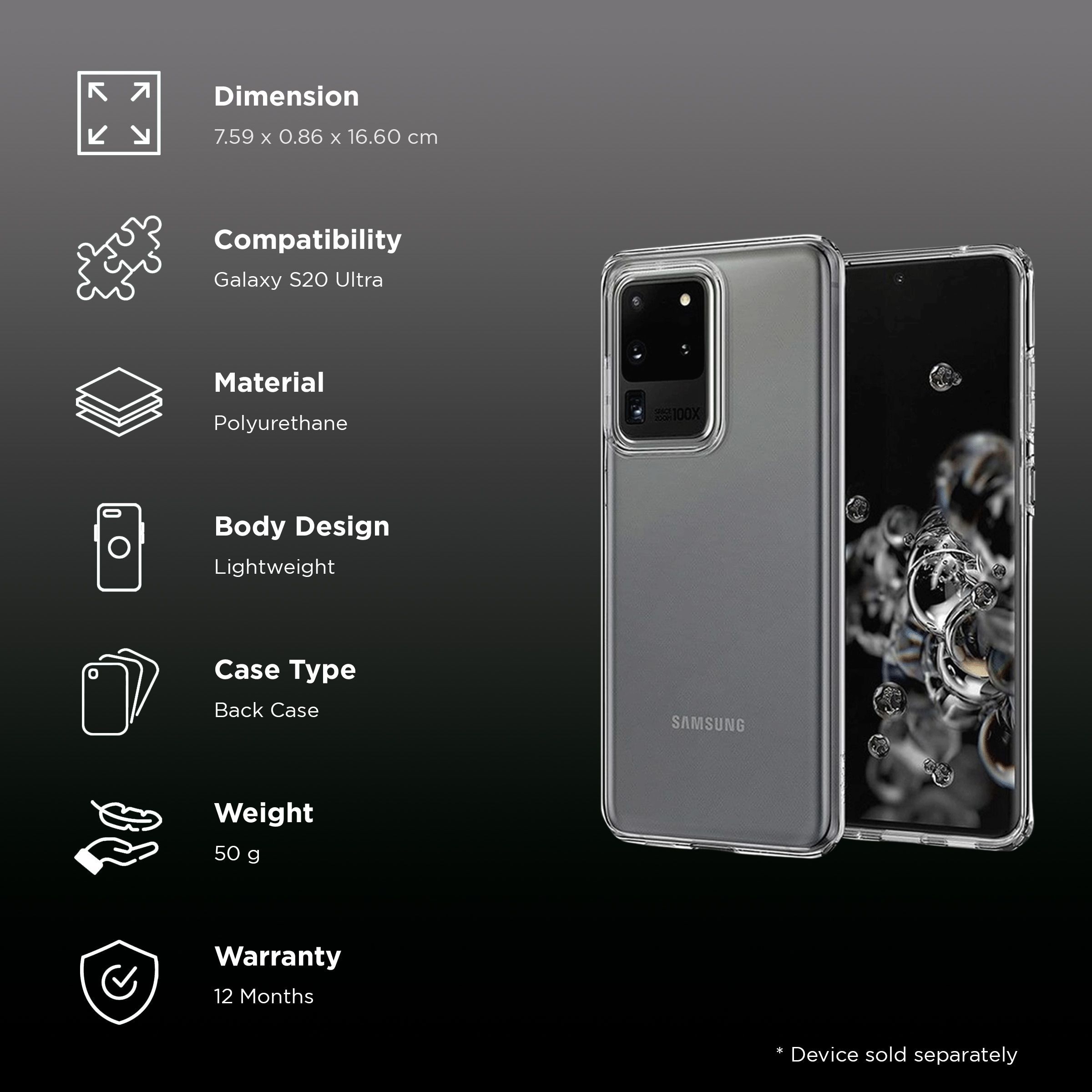 in base Ultra Slim TPU Back Cover for SAMSUNG Galaxy S20 Ultra (Eco Friendly, Clear)_2