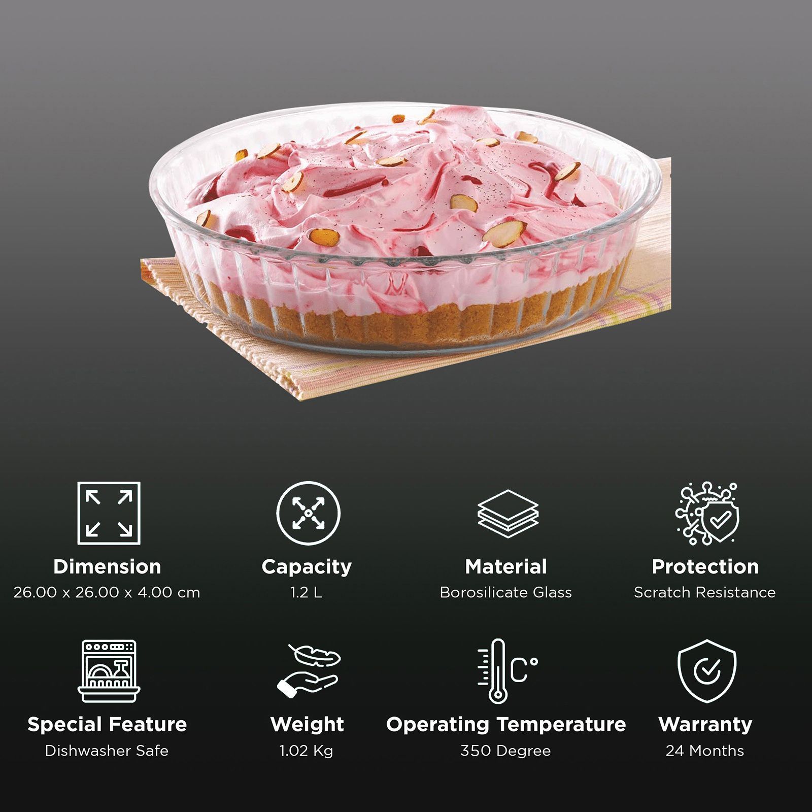 BOROSIL 1.2L Borosilicate Glass Baking Dish (Scratch Resistant, Transparent) BOROSIL 1.2L Borosilicate Glass Baking Dish (Scratch Resistant, Transparent)_2