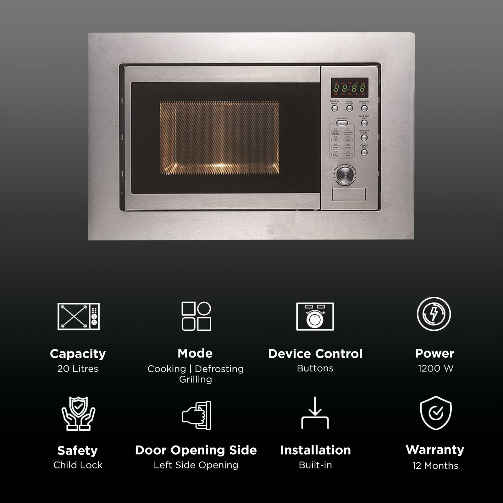 FABER FBIMWO SG 20L 60cm Built-in Convection Microwave with 10 Autocook Menus (131.0520.808, Stainless Steel) FABER FBIMWO SG 20L 60cm Built-in Convection Microwave with 10 Autocook Menus (131.0520.808, Stainless Steel)_3