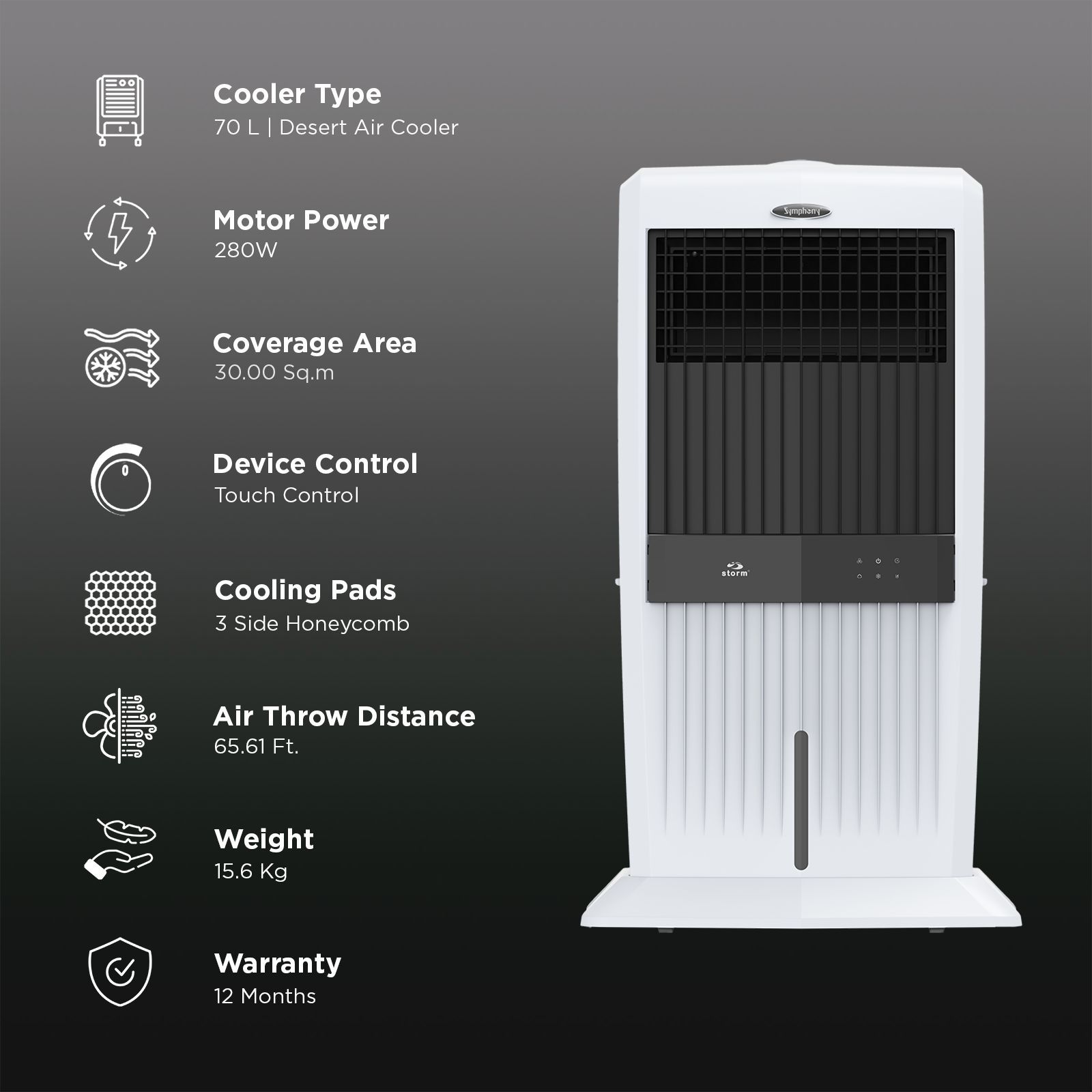 Symphony Storm 70i 70 Litres Desert Air Cooler with Dura Pump Technology (Remote Control, White)_3