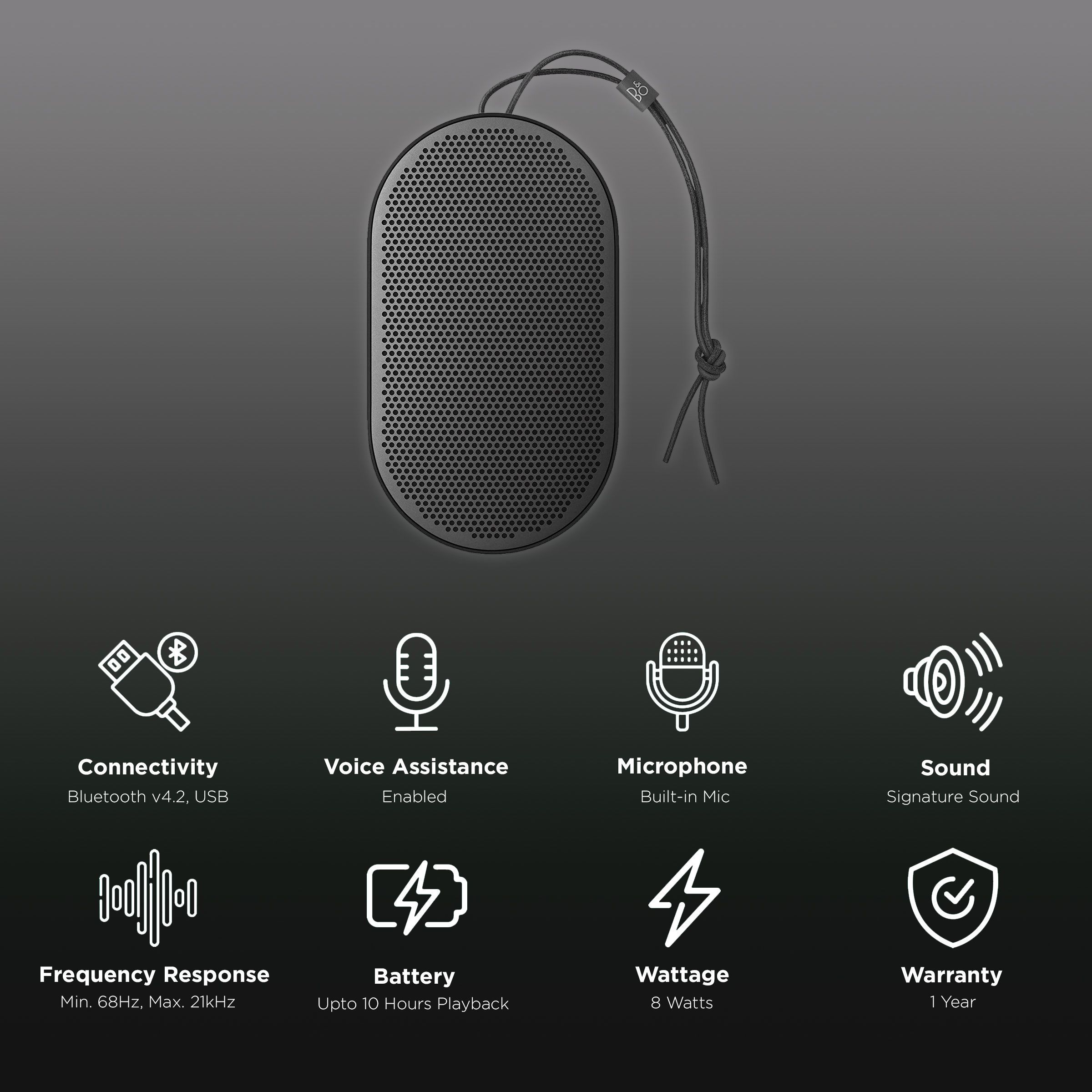 Bang & Olufsen Beoplay P2 with Voice Assistant Smart Speaker (360 Degree Sound, Black)_2