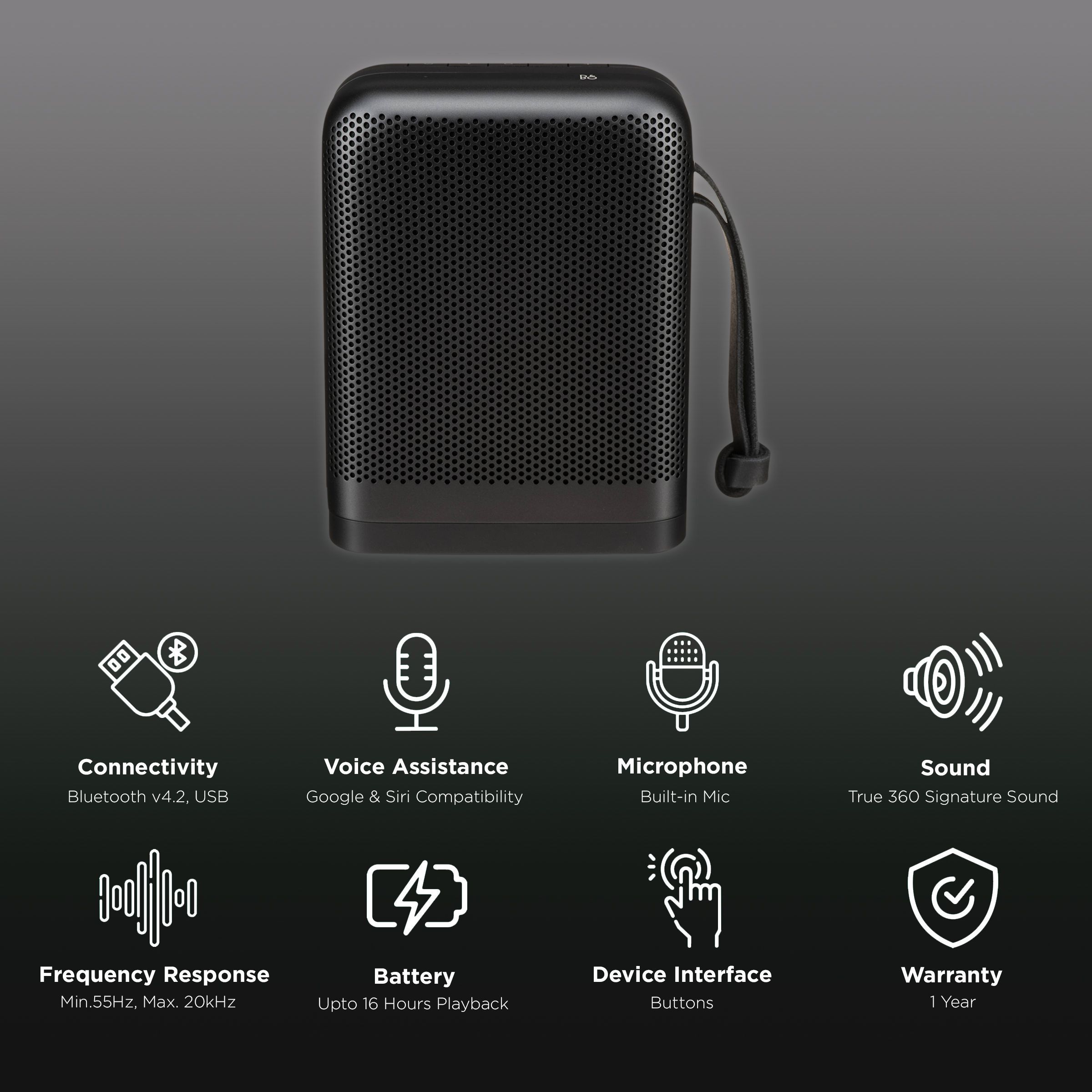 Bang & Olufsen Beoplay P6 with Google & Siri Compatible Smart Speaker (Signature Sound, Black)_2