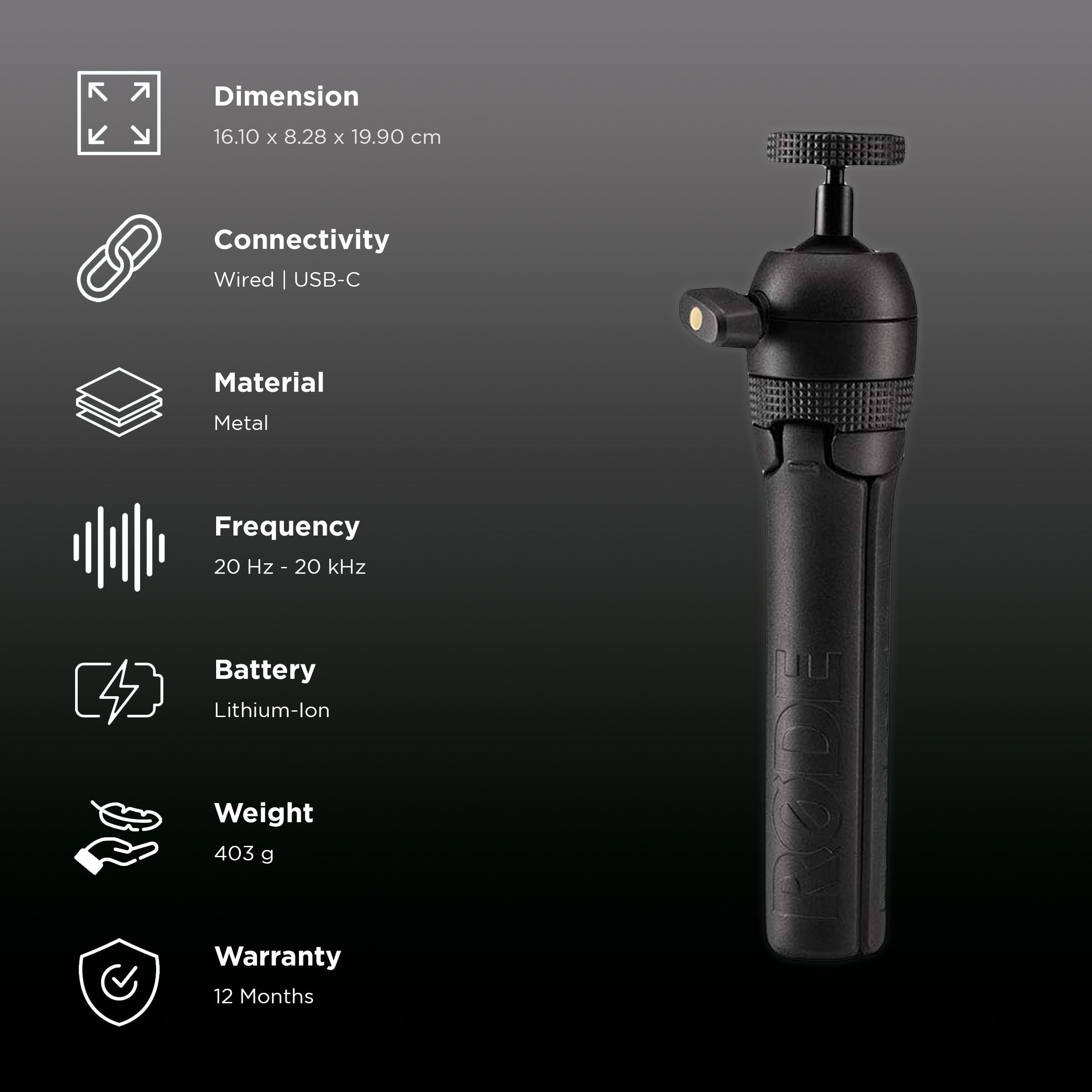 RODE VLOGVMMC Vlogger Kit for Mobile with Mic (Directional Sound Pickup, Black)_2