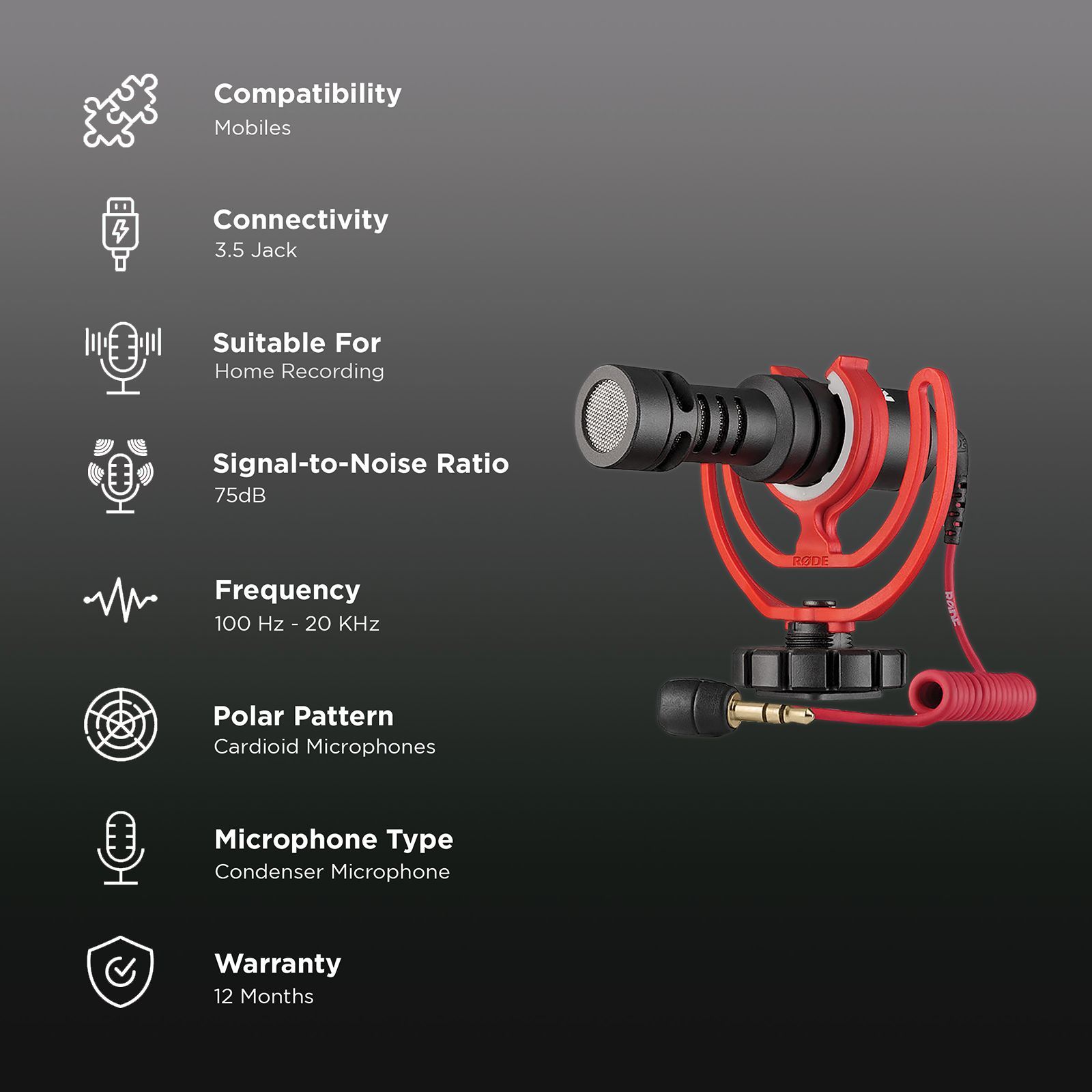 RODE VideoMicro 3.5 Jack Wired Microphone with Crisp & Clear Audio (Black)_2