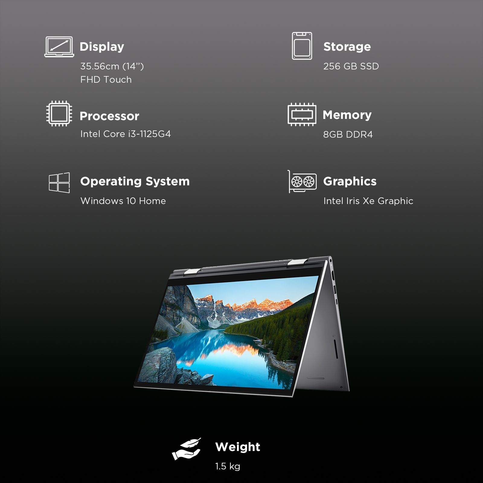 Dell Inspiron 5410 Intel Core i3 11th Gen (14 inch, 8GB, 256GB, Windows 10, MS Office 2019, Intel Iris Xe Graphics, FHD Touch Display, Silver, D560563WIN9S) Dell Inspiron 5410 Intel Core i3 11th Gen (14 inch, 8GB, 256GB, Windows 10, MS Office 2019, Intel Iris Xe Graphics, FHD Touch Display, Silver, D560563WIN9S)_3