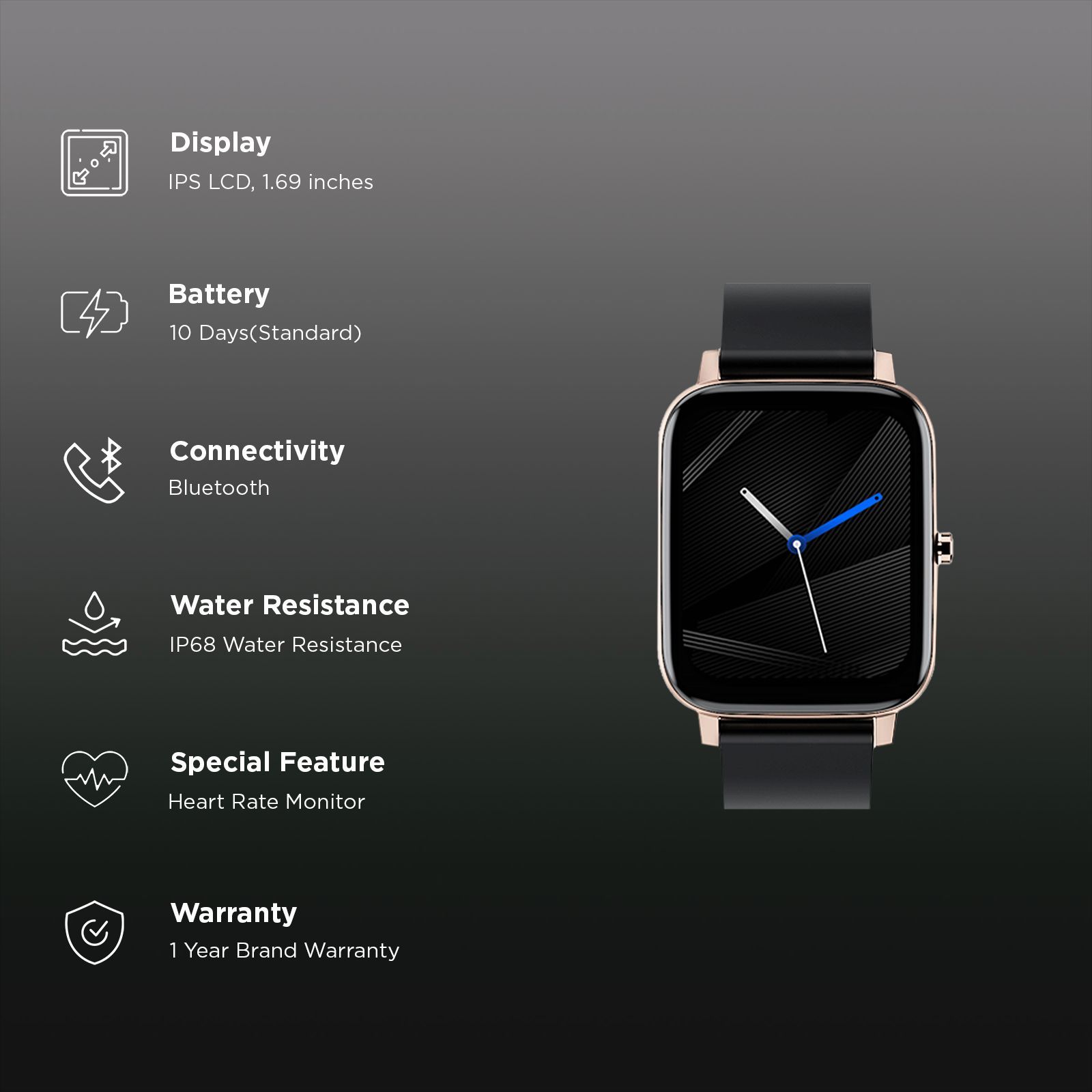 TAGG Verve Plus Smartwatch (Bluetooth, 44mm) (16 Sports Modes, Brown/Black, Silicone Band)_2