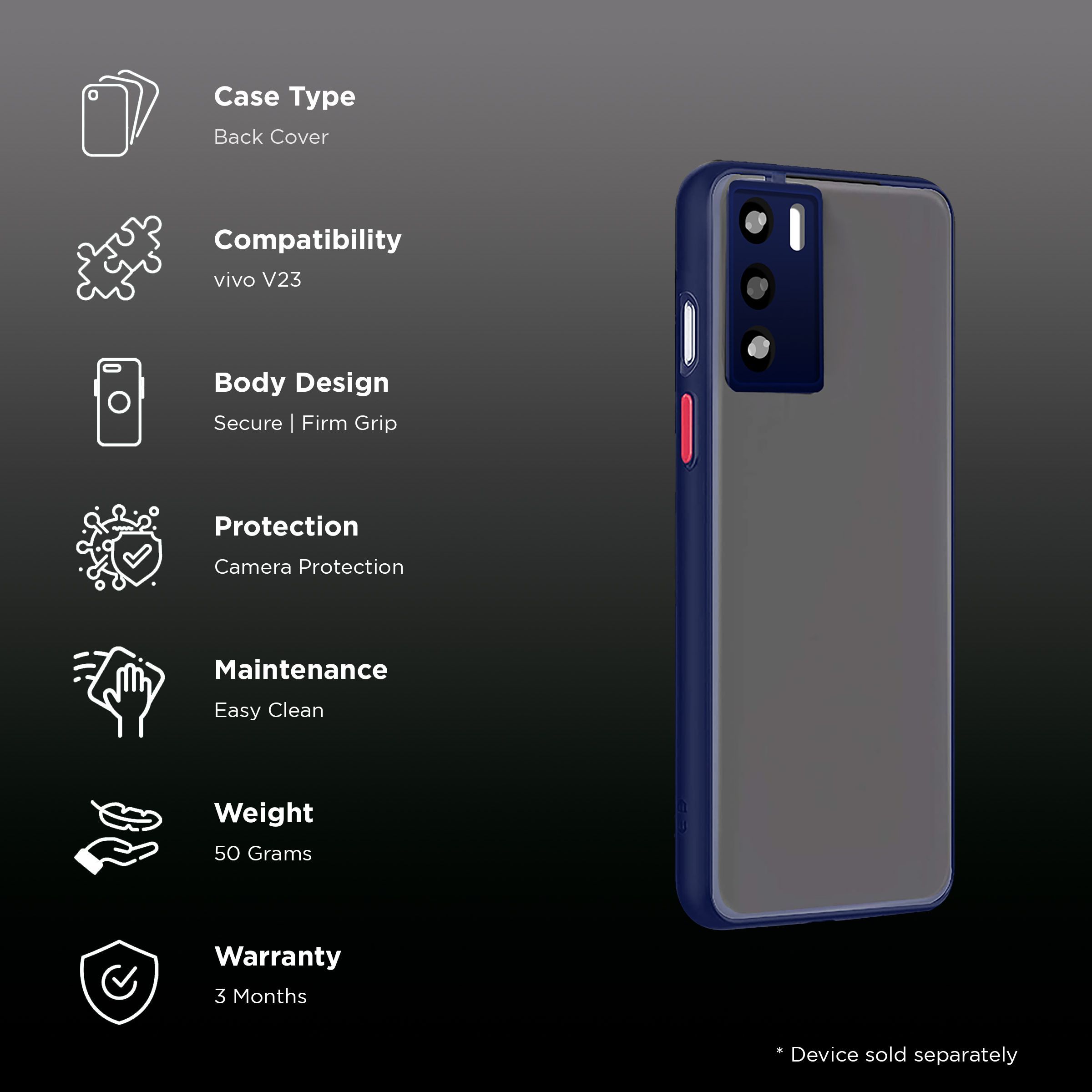 Arrow Duplex Back Cover for vivo V23 (Anti Scratch Design, Blue)_2