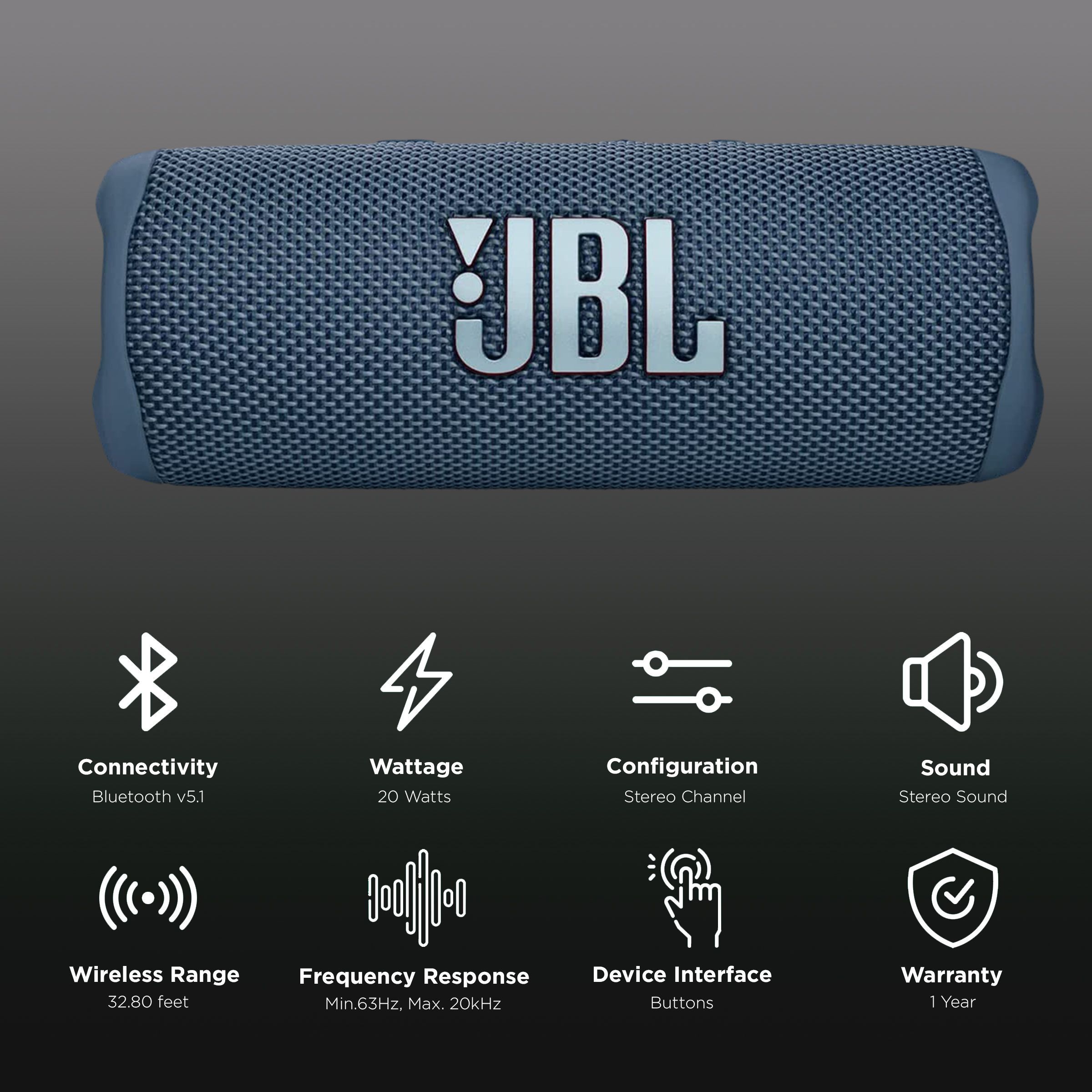 JBL Flip 6 20W Portable Bluetooth Speaker (IP67 Waterproof, IP67 Dustproof, Blue) JBL Flip 6 20W Portable Bluetooth Speaker (IP67 Waterproof, IP67 Dustproof, Blue)_2