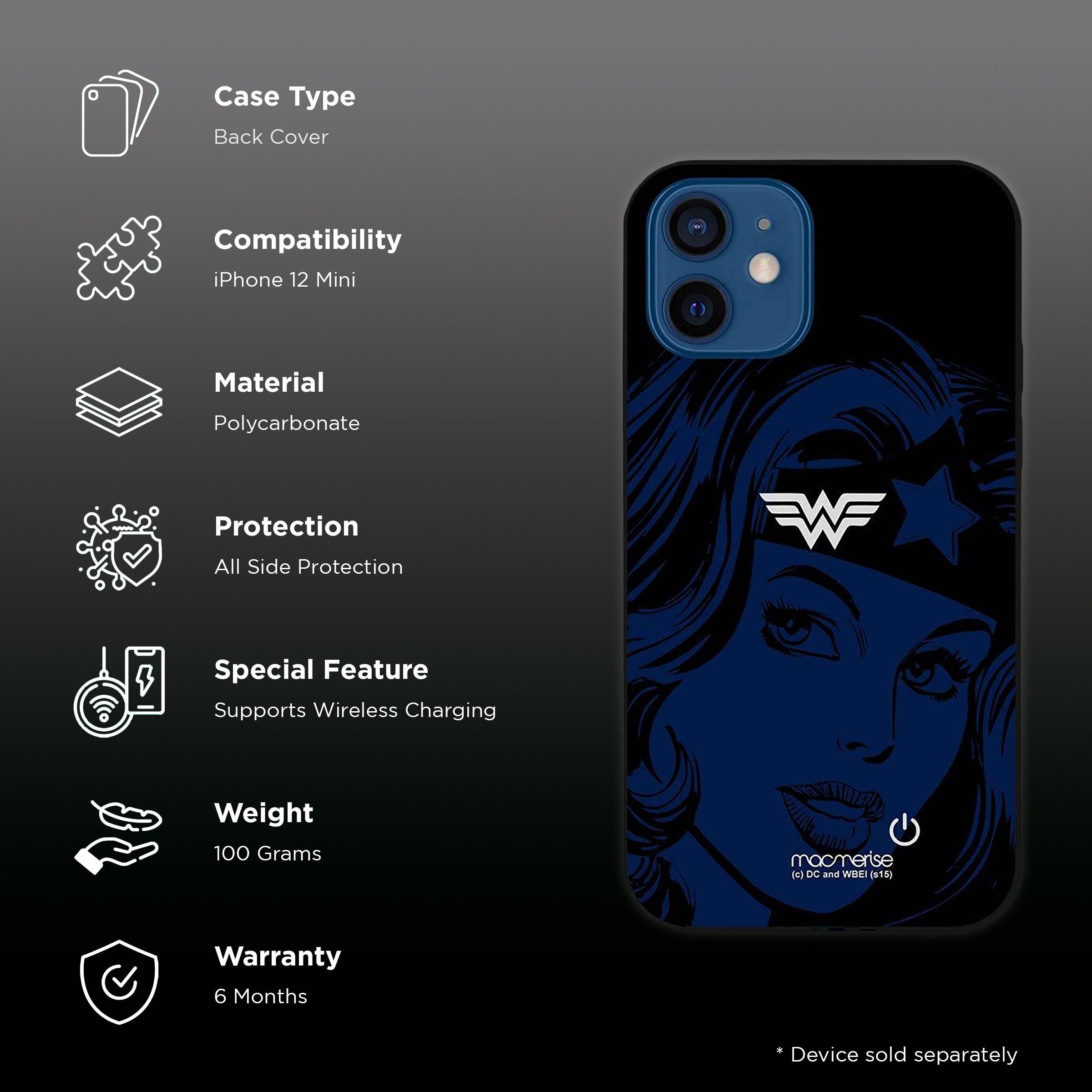 Macmerise Silhouette Wonder Woman Hard Polycarbonate Back Cover for Apple iPhone 12 Mini (Supports Wireless Charging, Multi Color)_2