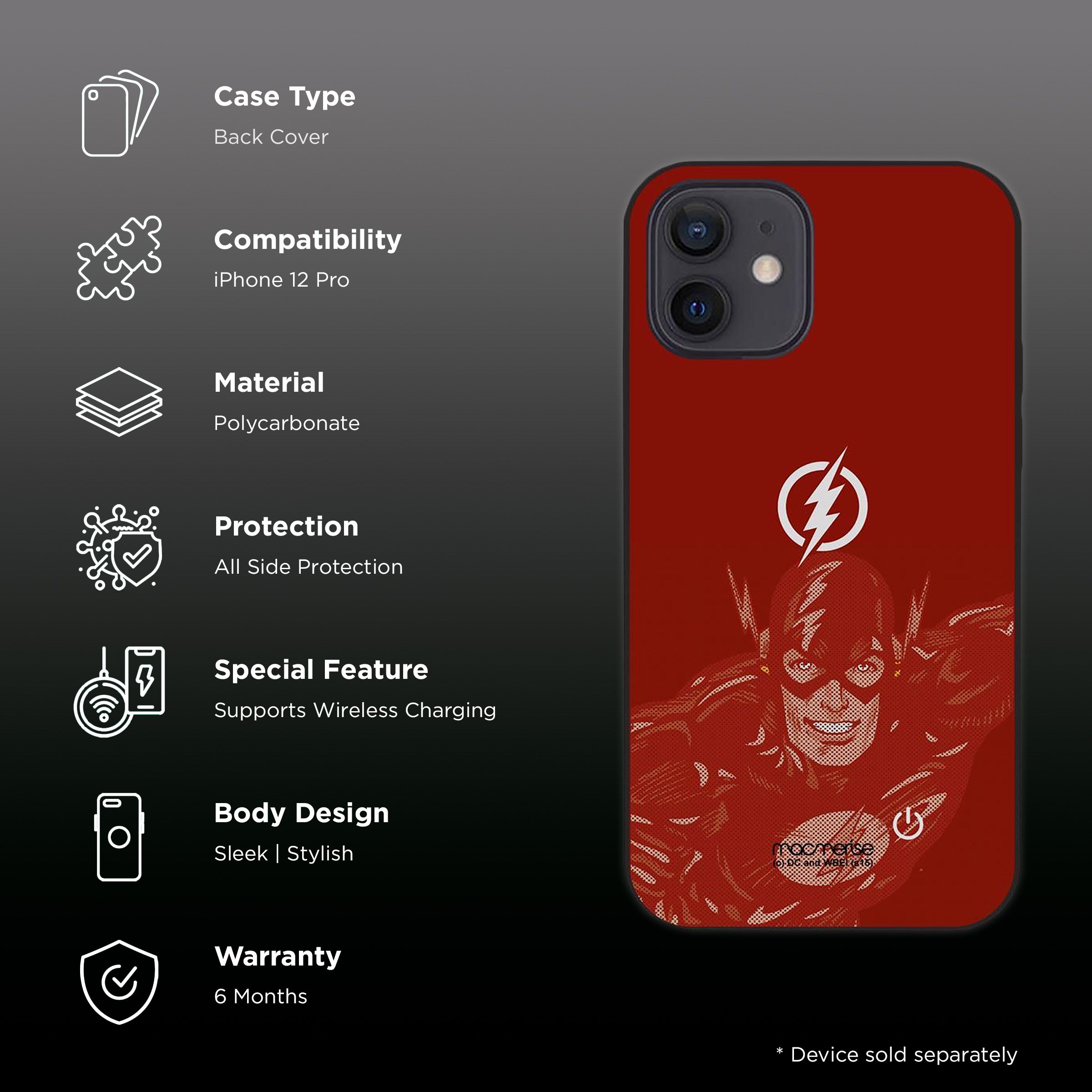 Macmerise Fierce Flash Attack Hard Polycarbonate Back Cover for Apple iPhone 12 Pro (Supports Wireless Charging, Multi Color)_2