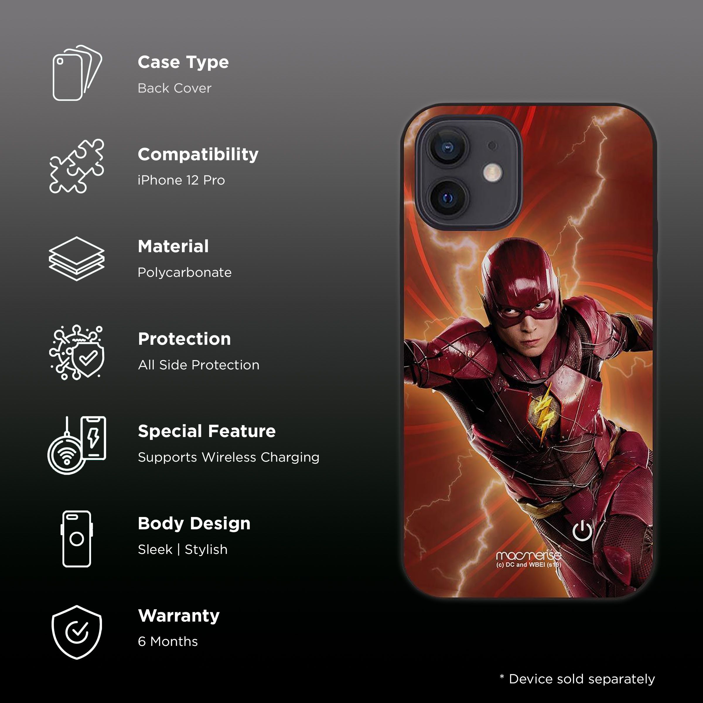 Macmerise Lightspeed Flash Hard Polycarbonate Back Cover for Apple iPhone 12 Pro (Supports Wireless Charging, Multi Color)_2