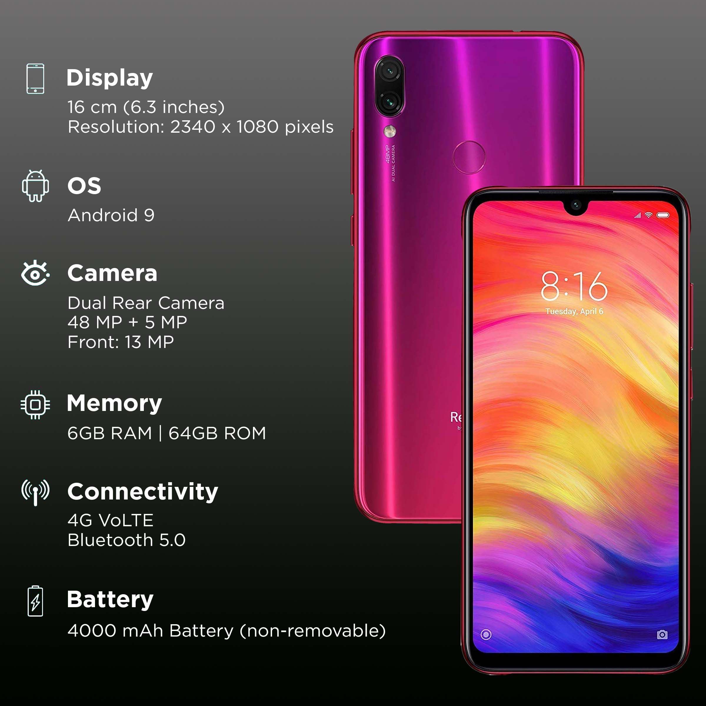 Refurbished Redmi Note 7 Pro (6GB RAM, 64GB, Nebula Red)_2