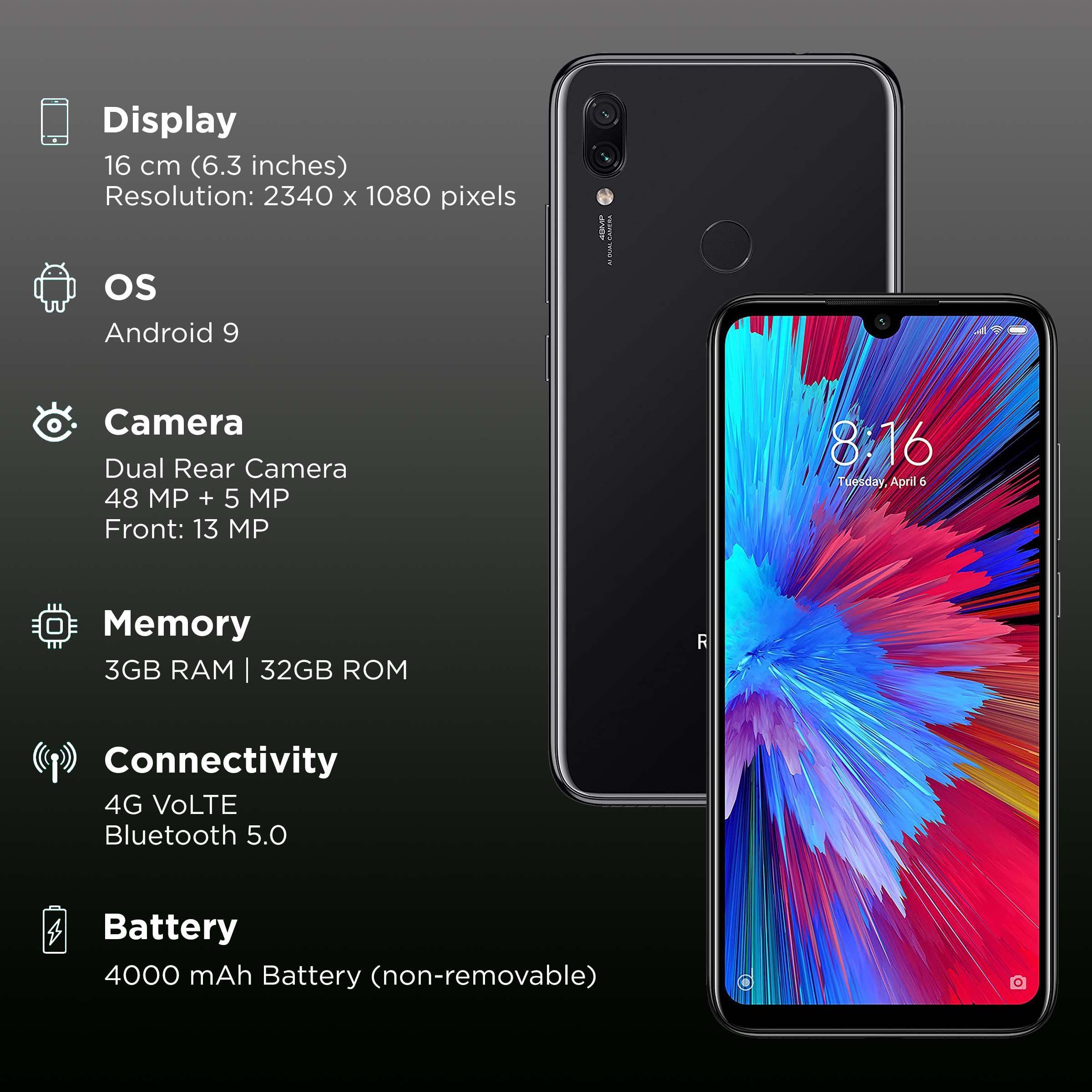 Refurbished Redmi Note 7S (3GB RAM, 32GB, Onyx Black)_2