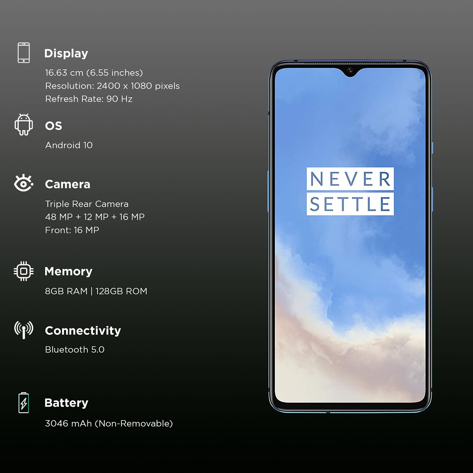 Refurbished OnePlus 7T (8GB RAM, 128GB, Glacier Blue)_3