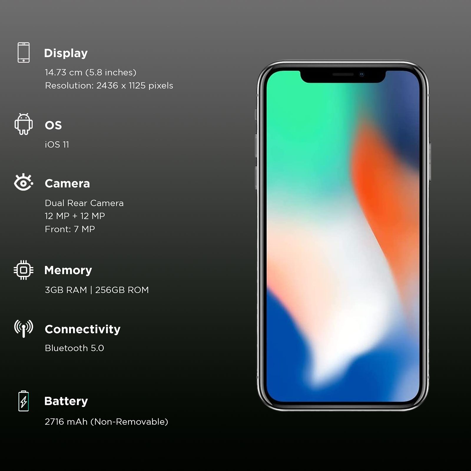 Refurbished Apple iPhone X (256GB, Silver)_3