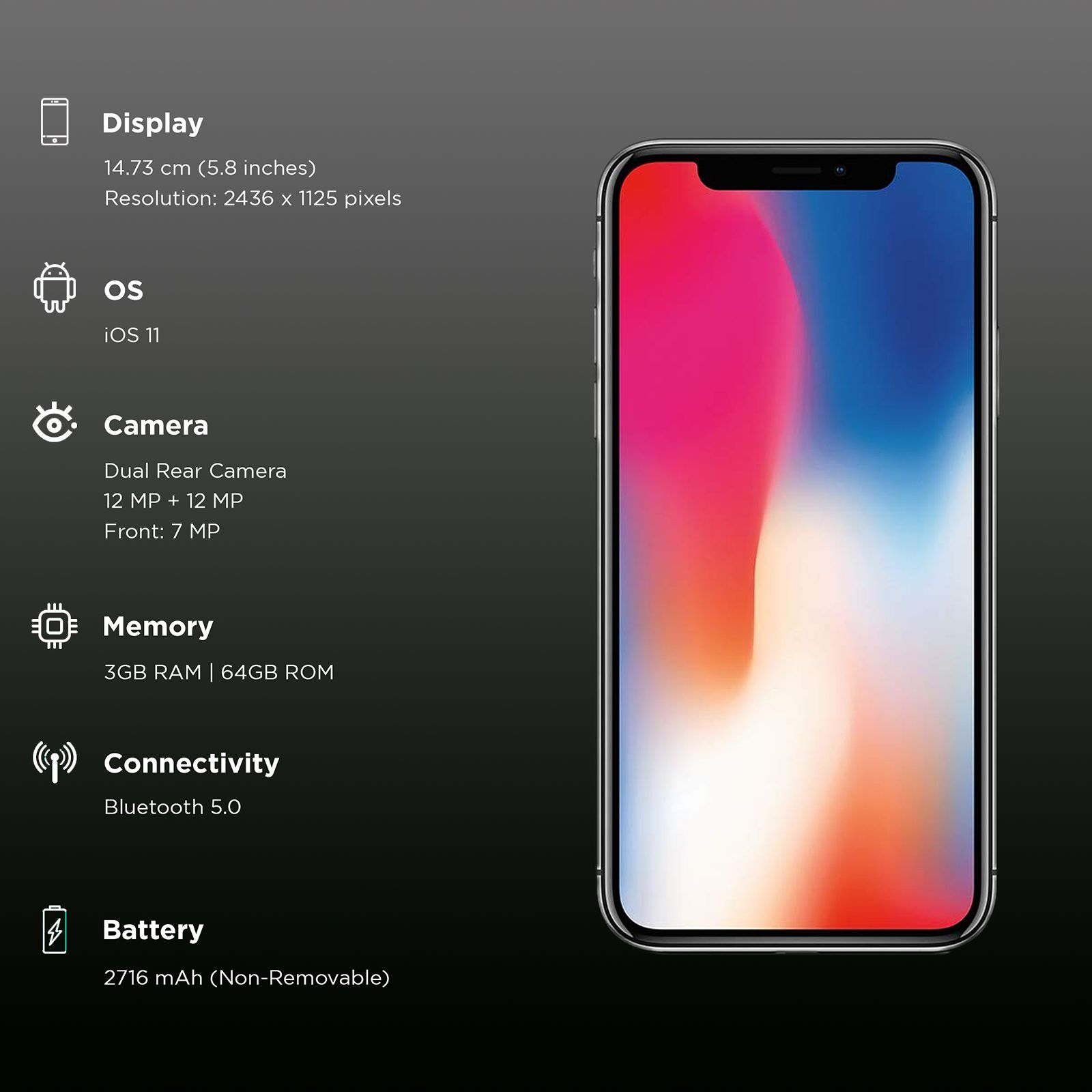 Refurbished Apple iPhone X (64GB, Space Grey)_3