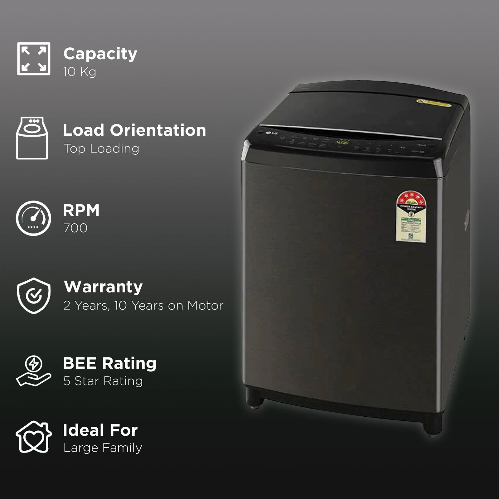 LG 10 kg 5 Star Inverter Fully Automatic Top Load Washing Machine (THD10SWP.APBQEIL, In-Built Heater, Platinum Black)_2