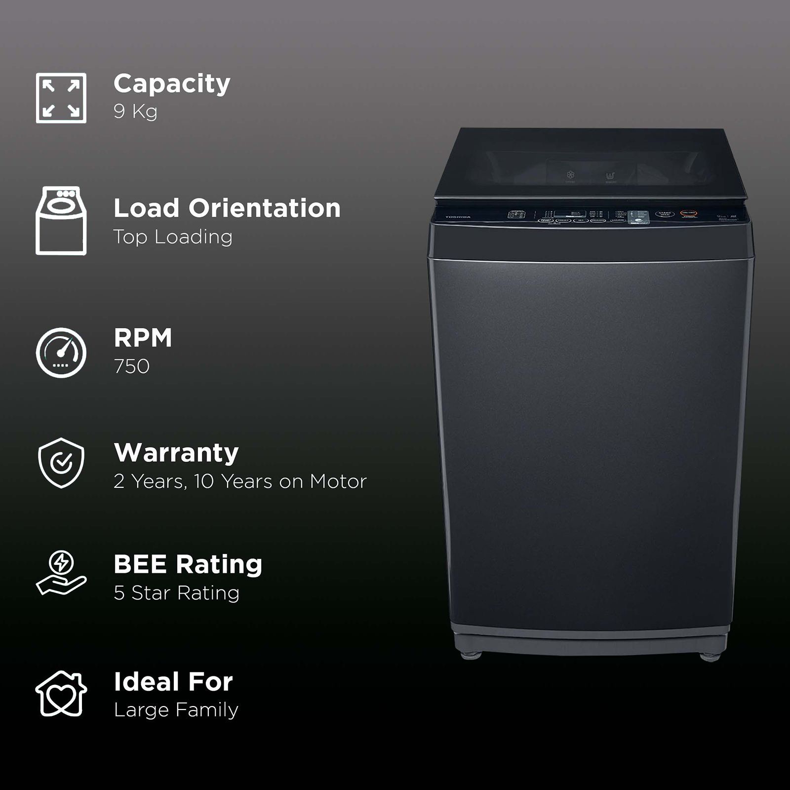 TOSHIBA 9 kg 5 Star Inverter Fully Automatic Top Load Washing Machine (AW-DJ1000F-IND, i-Clean Function, Silver)_2