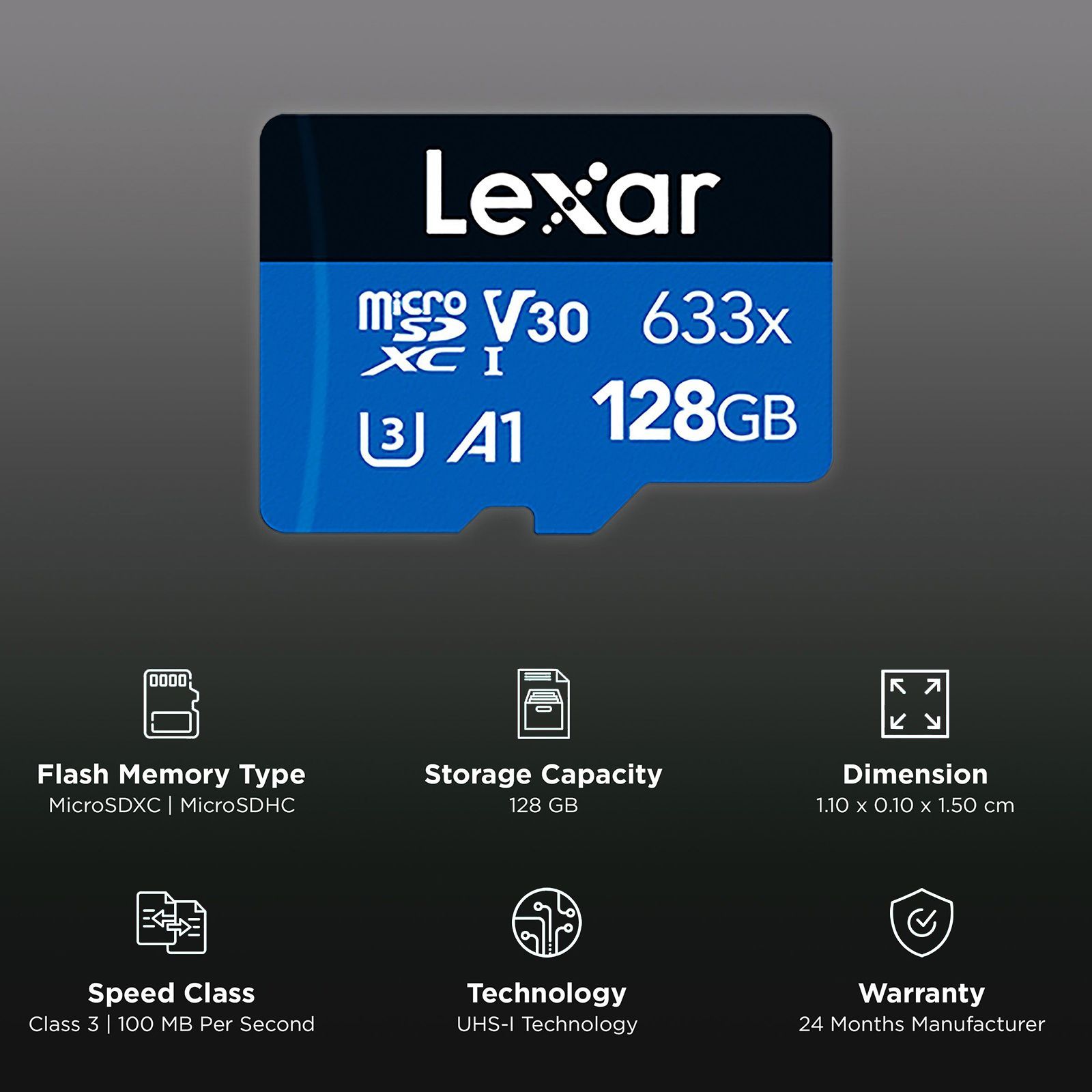 Lexar 633x BLUE Series MicroSDXC 128GB Class 10 100MB/s Memory Card_3