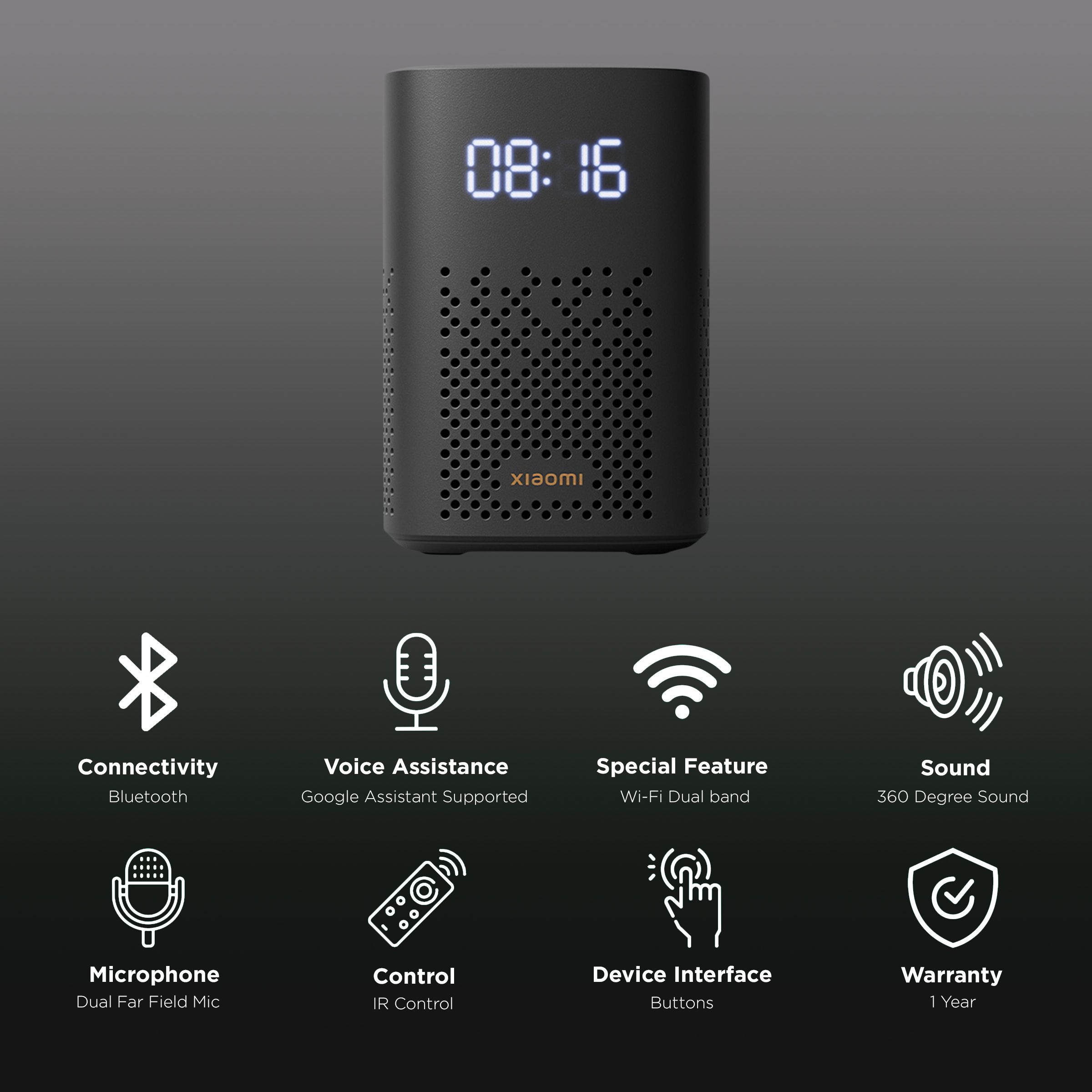 Xiaomi L05G with Google Assistant Compatible Smart Wi-Fi Speaker (360 Degree Surround Sound, Black)_2