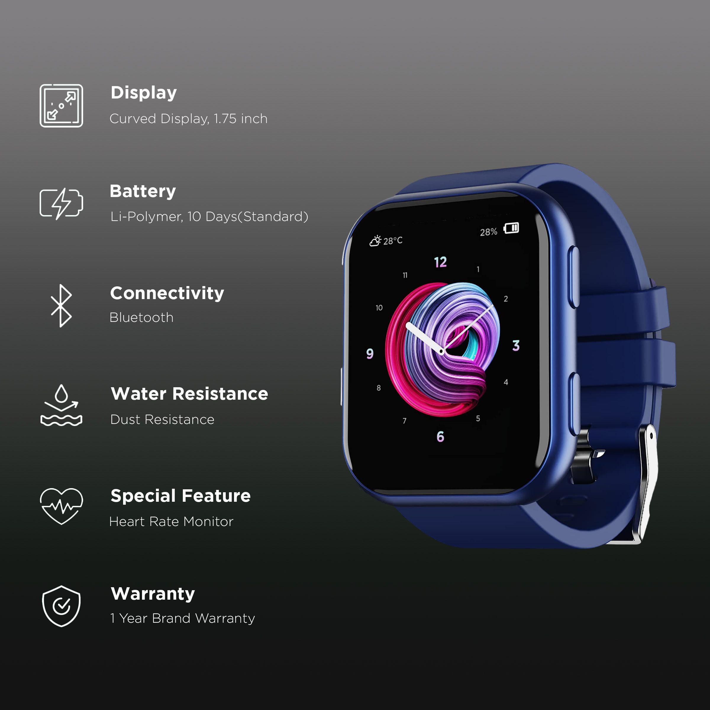 boAt Blaze Smartwatch with Activity Tracker (44.4mm with HD Display, Water Resistant, Deep Blue Strap) boAt Blaze Smartwatch with Activity Tracker (44.4mm with HD Display, Water Resistant, Deep Blue Strap)_2