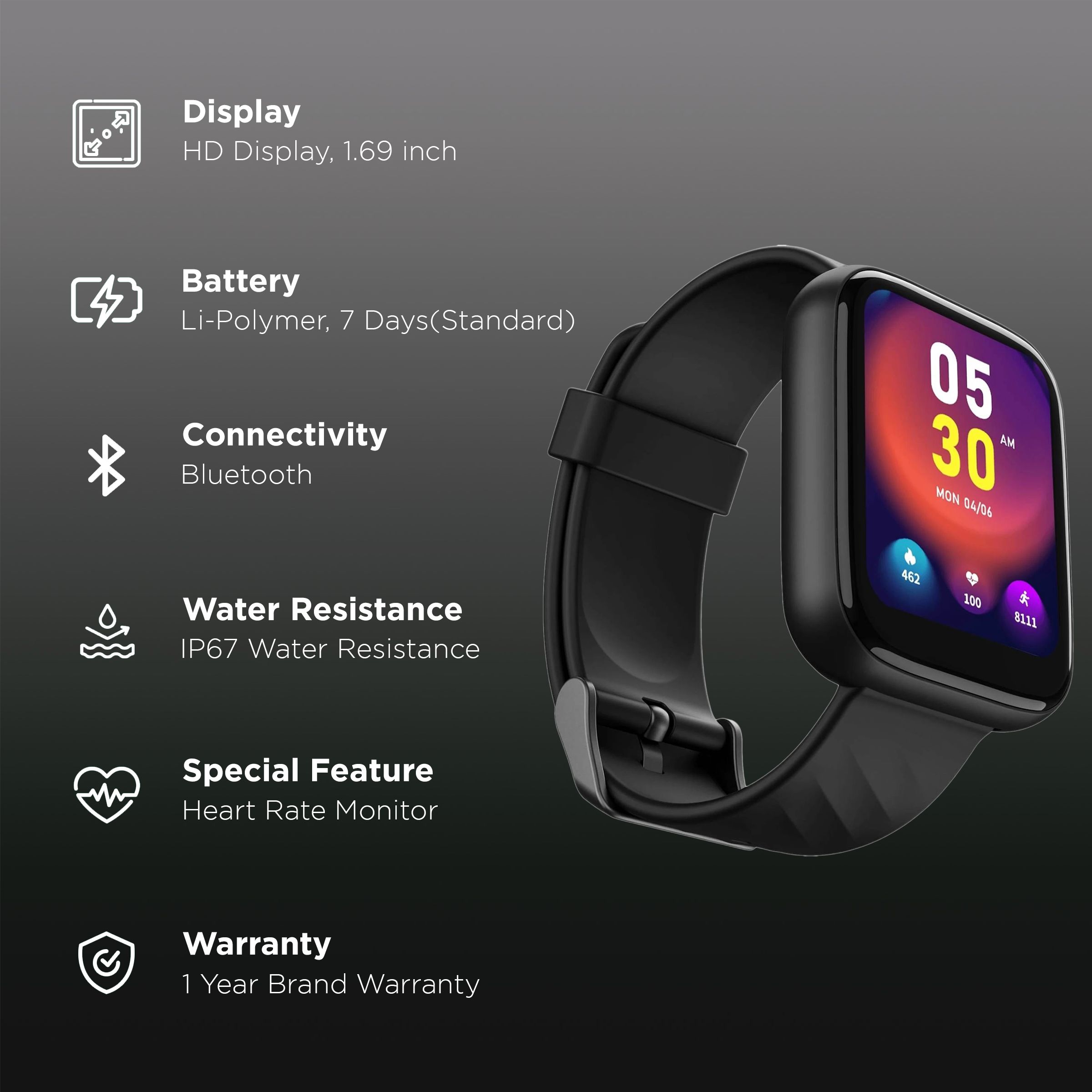 boAt Wave Pro Smartwatch with Health Monitoring (42.9mm HD Display, IP67 Sweat, Splash and Dust Resistant, Active Black Strap) boAt Wave Pro Smartwatch with Health Monitoring (42.9mm HD Display, IP67 Sweat, Splash and Dust Resistant, Active Black Strap)_2