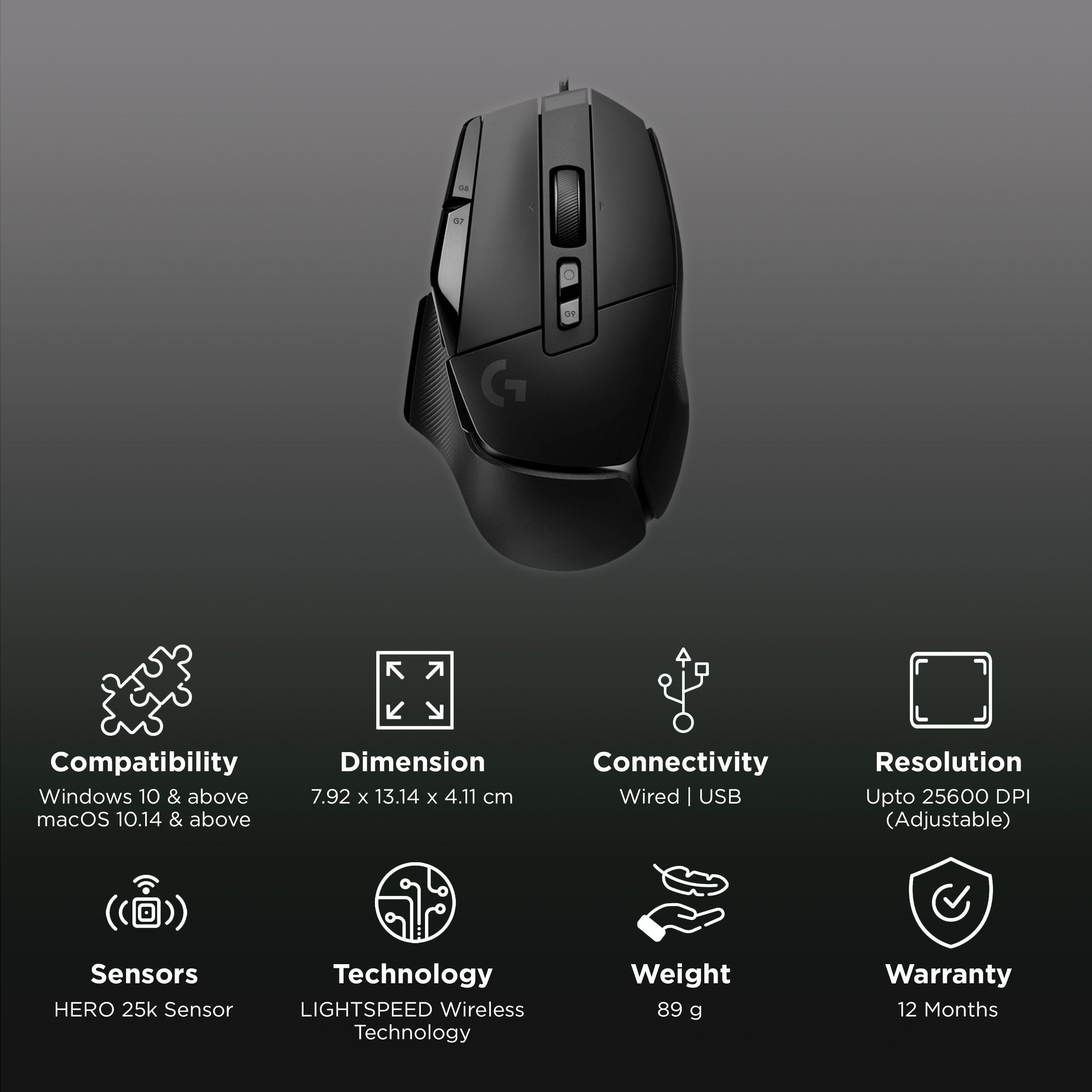 logitech G502 X Wired Optical Gaming Mouse (25600 DPI Adjustable, Dual-Mode Scroll Wheel, Black) logitech G502 X Wired Optical Gaming Mouse (25600 DPI Adjustable, Dual-Mode Scroll Wheel, Black)_2